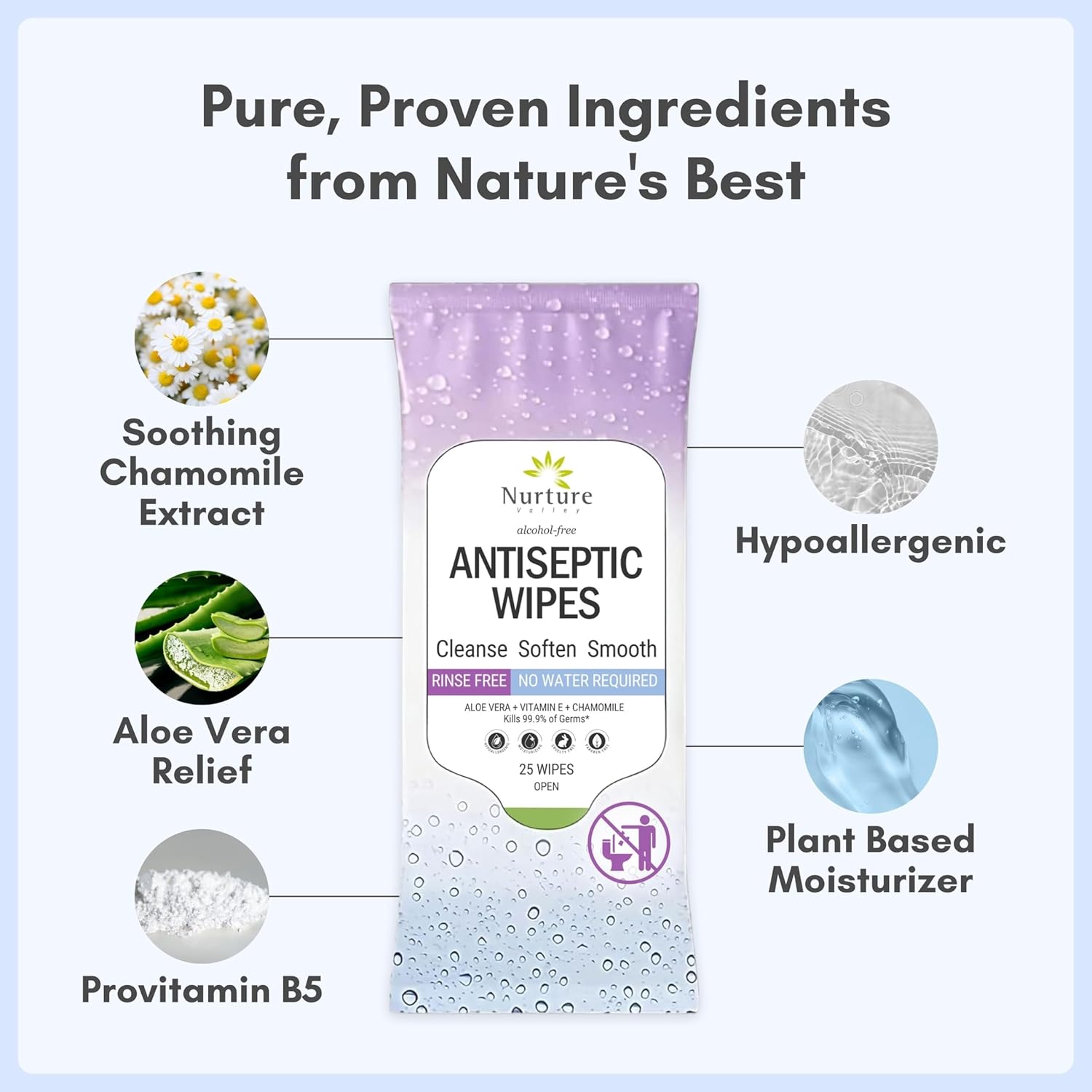 Nurture XL Antibacterial Body & Hand Sanitizing Cloths - 25 Wipes, 3 Pack | Ultra thick, strong moist wet towelettes offer gentle daily skin refreshing care for adults or baby; soft smooth foam pure - Image 6