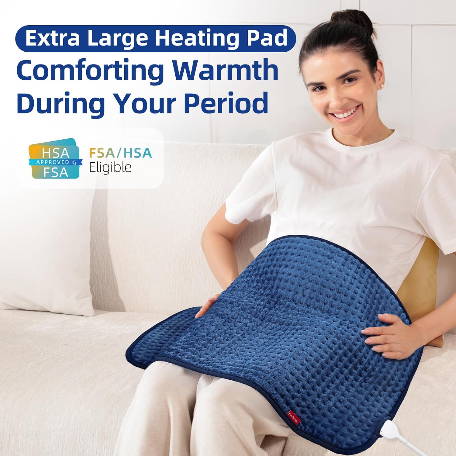 Comfytemp Extra Large Heating Pad for Back Period, 33''x 17'' FSA Eligible | HSA Approved King Size Electric Heating Pad, Gifts for Women Men Mom Dad, XL Heated Wraps for Shoulder Neck Knee, Washable - Image 3