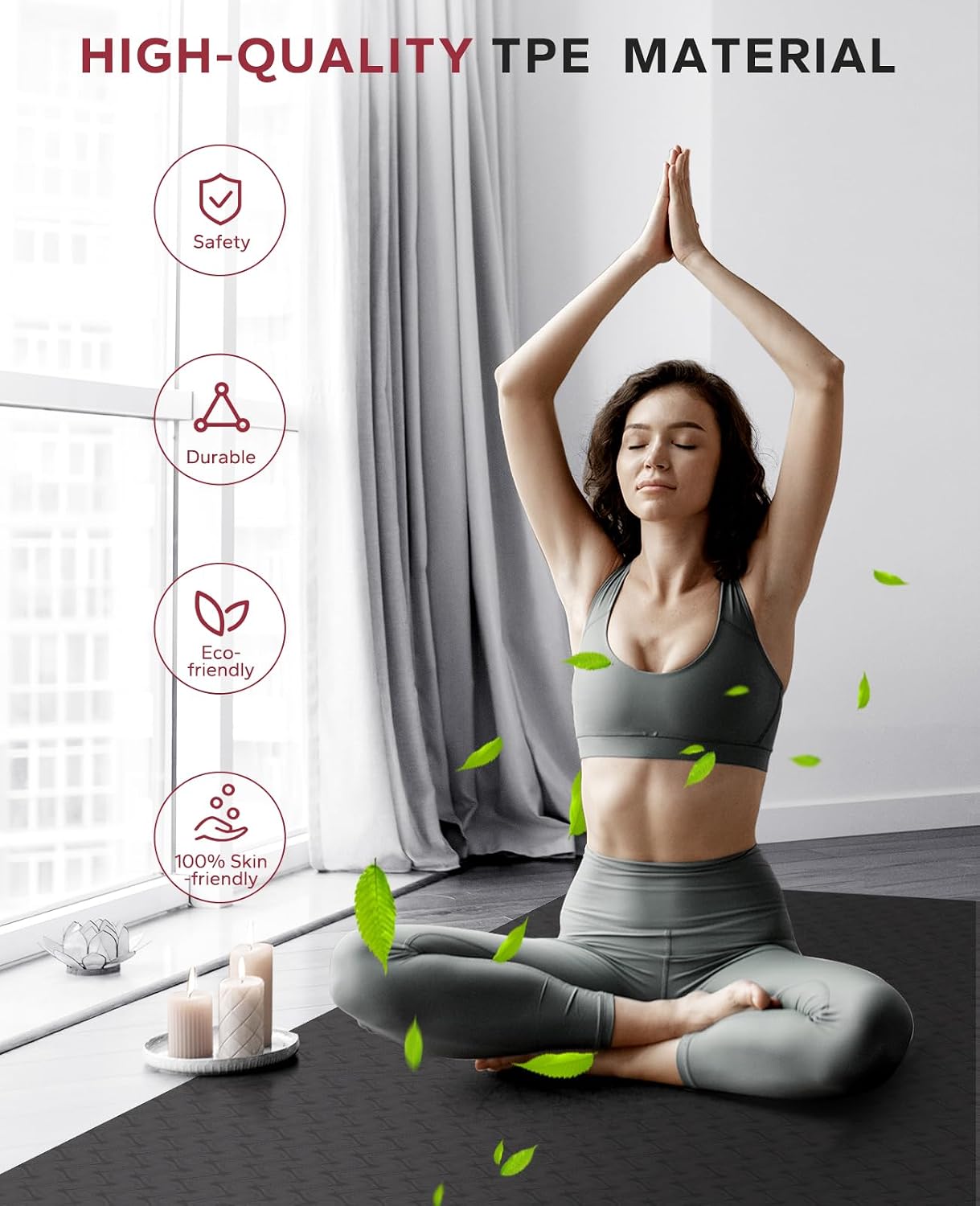 HAPBEAR Large Yoga Mat - 72"x36"x6mm (1/4 inch), Extra Wide Non-Slip Exercise Mat for Home Workout, Yoga, Pilates & Stretching, Durable, Includes Carry Bag - Image 6
