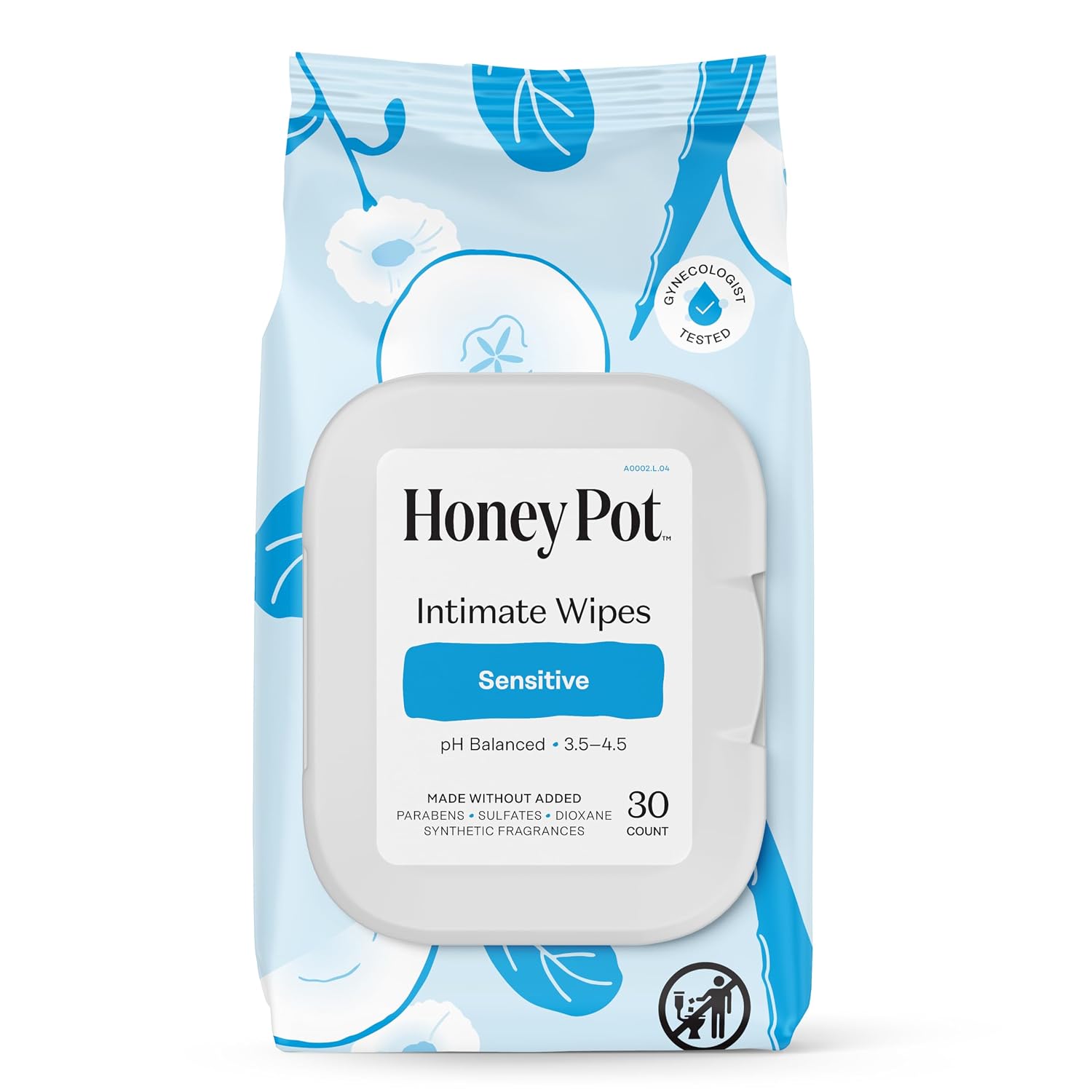 The Honey Pot Company - Feminine Wipes - Sensitive - pH Balanced | Herbal Infused Plant-Based Feminine Care for Sensitive Skin - Cleansing Wipes for Women - 30ct