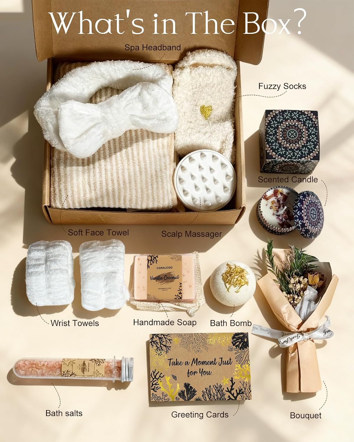 Natural Spa Gift Baskets - Natural Pampering Spa Set, Self-Care Get Well Soon Thinking of You Basket,Thank You Gifts, Unique 11pcs Gift Set for Women Wife Mom Her Birthday - Image 2