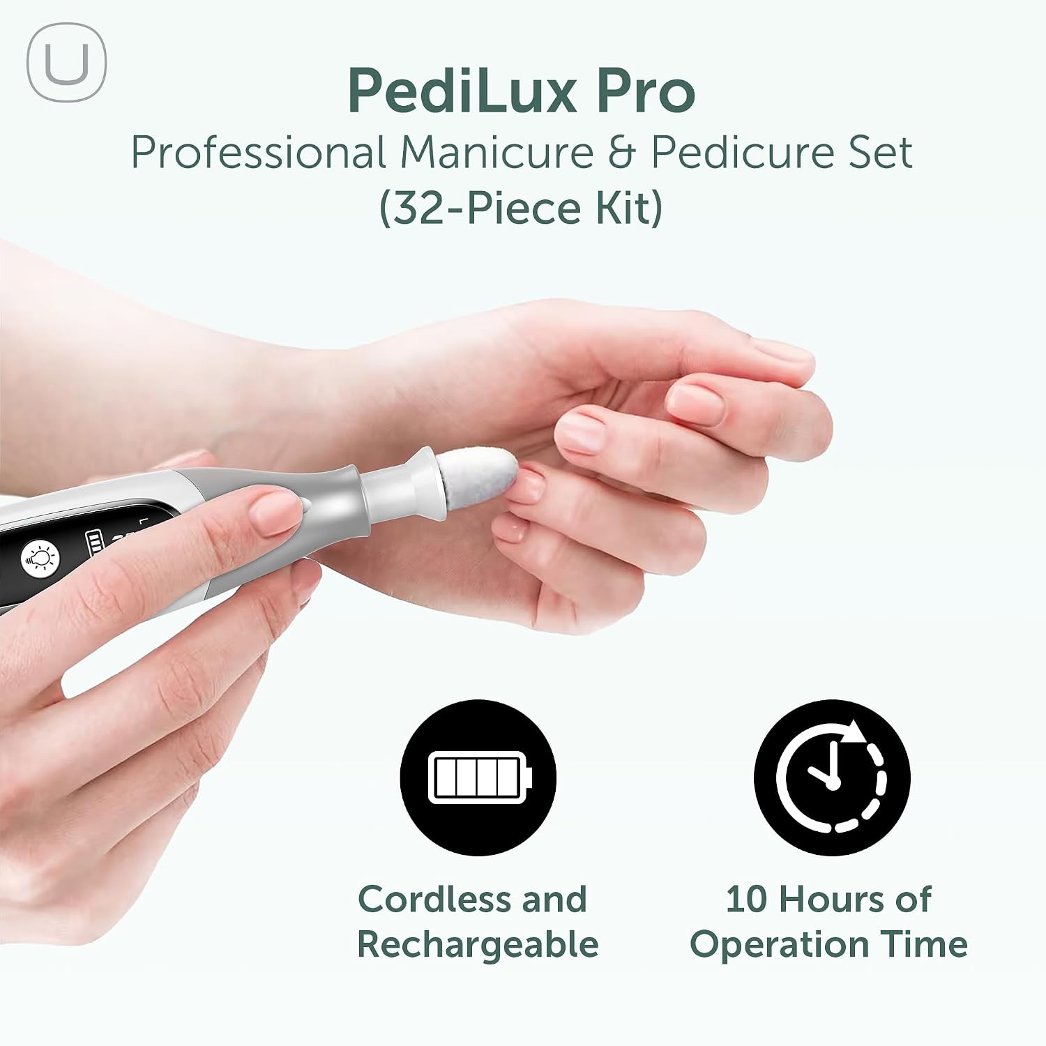 PediLux Pro Professional Manicure Pedicure Kit, Cordless Electric Nail File Drill Set, Thick Toenail Grinder, Toe Nail Dremel Tools, Filer, Buffer, Sander, Remove Cuticles, Callus for Men & Women - Image 2