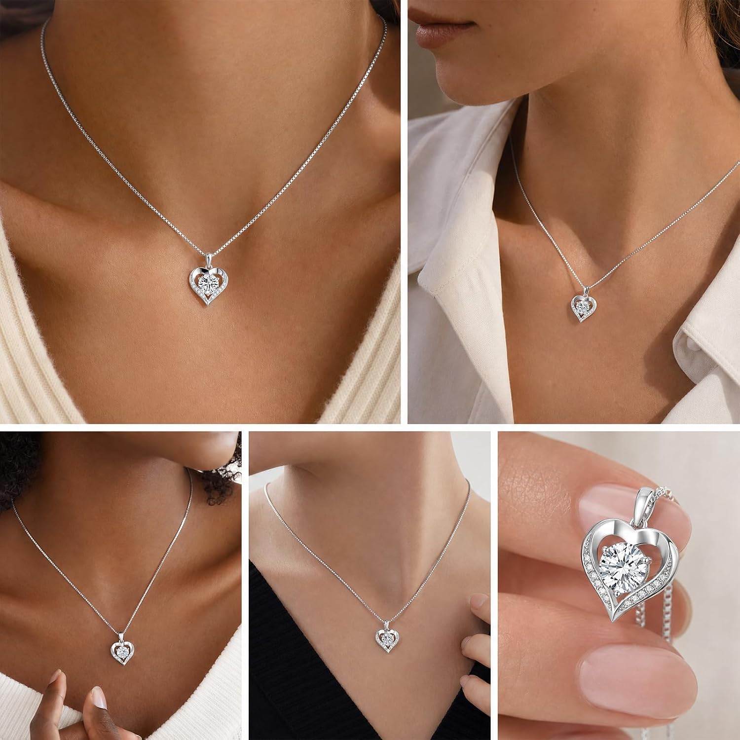 DALOJOE Moissanite Heart Necklace for Women, 925 Sterling Silver Necklace | 1-3 CT Moissanite Necklace Engraved with "I LOVE YOU" – Anniversary or Birthday Jewelry Gift for Women, Wife or Girlfriend - Image 7