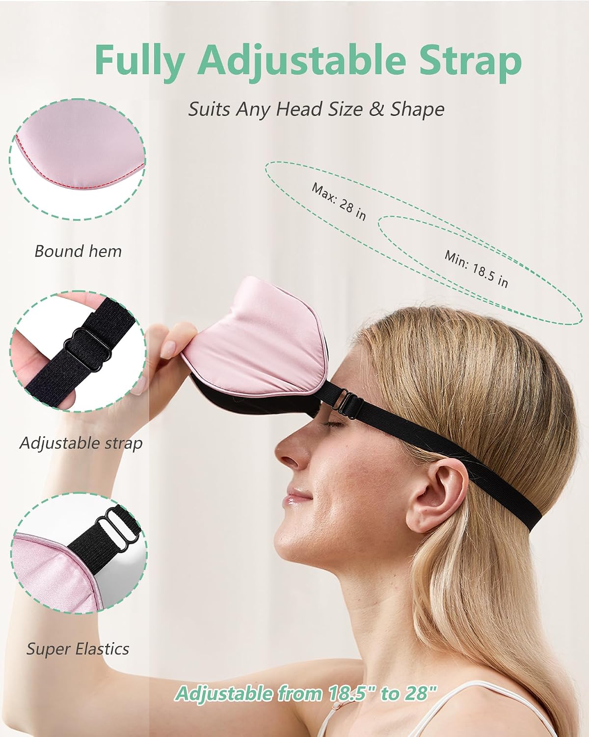 BeeVines 100% Mulberry Silk Sleep Mask, Light Blocking Eye Masks (2 Packs) | Natural Pure Silk Eye Shade, Real Silk Eye Cover for Sleeping, with Adjustable Strap, Reduces Puffy Eyes, Traveling Gifts - Image 5