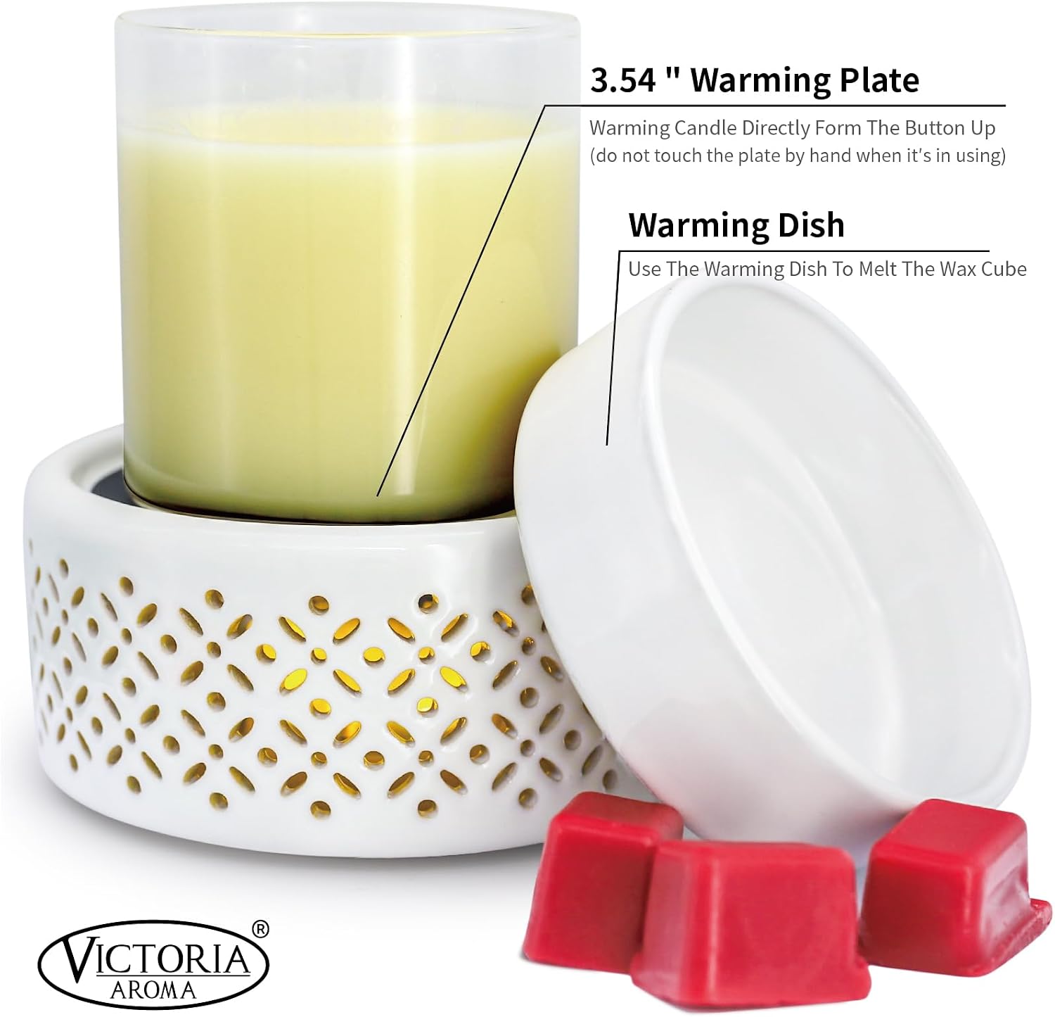 VICTORIA AROMA Ceramic Wax Melt Warmer - LED Night Light Candle Wax Warmer for Scented Wax, Electric Fragrance Wax Melter for Home, Office, Bedroom Decor, and Gifts - Image 6