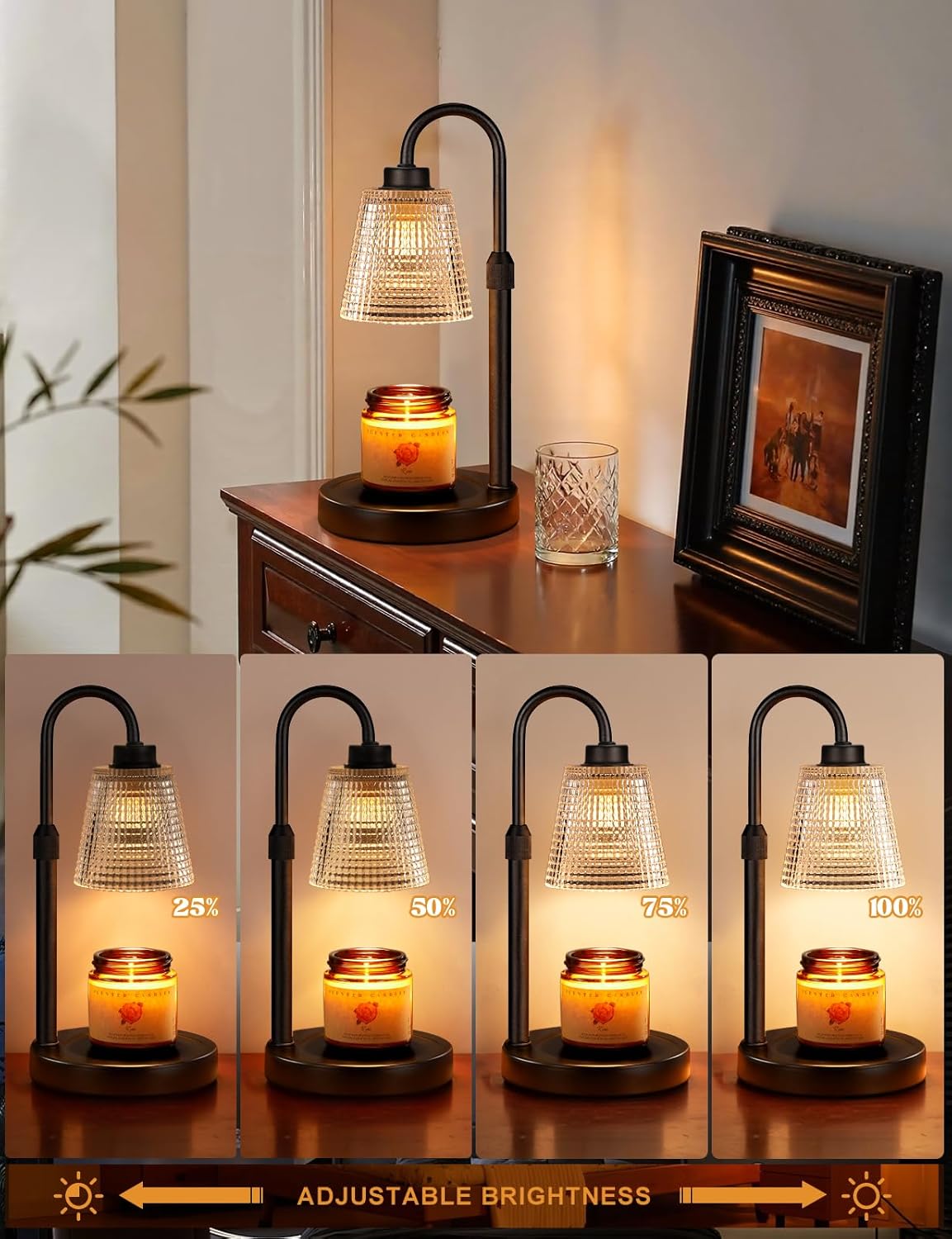 Innqoo Candle Warmer Lamp with Timer, Dimmable Candle Warmer for Jar Candles, Height Adjustable Wax Melts Warmer, Birthday Gifts for Women Mom, House Warming Gifts New Home Decor | Dimmable Candle Warmer for Jar Candles, Height Adjustable Wax Melts Warmer, Room Decor House Warming Gifts New - Image 3