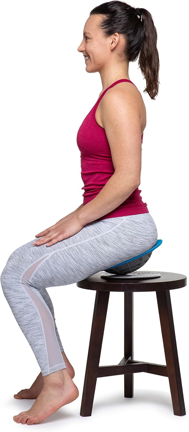 OPTP Pelvic Rocker Core Trainer, Pelvic Floor Training Disc, Blue, 3" x 11" | Core stability & pelvic floor training balance disc & base, hip mobility trainer, SI joint support, pelvic clock exercises - Image 9