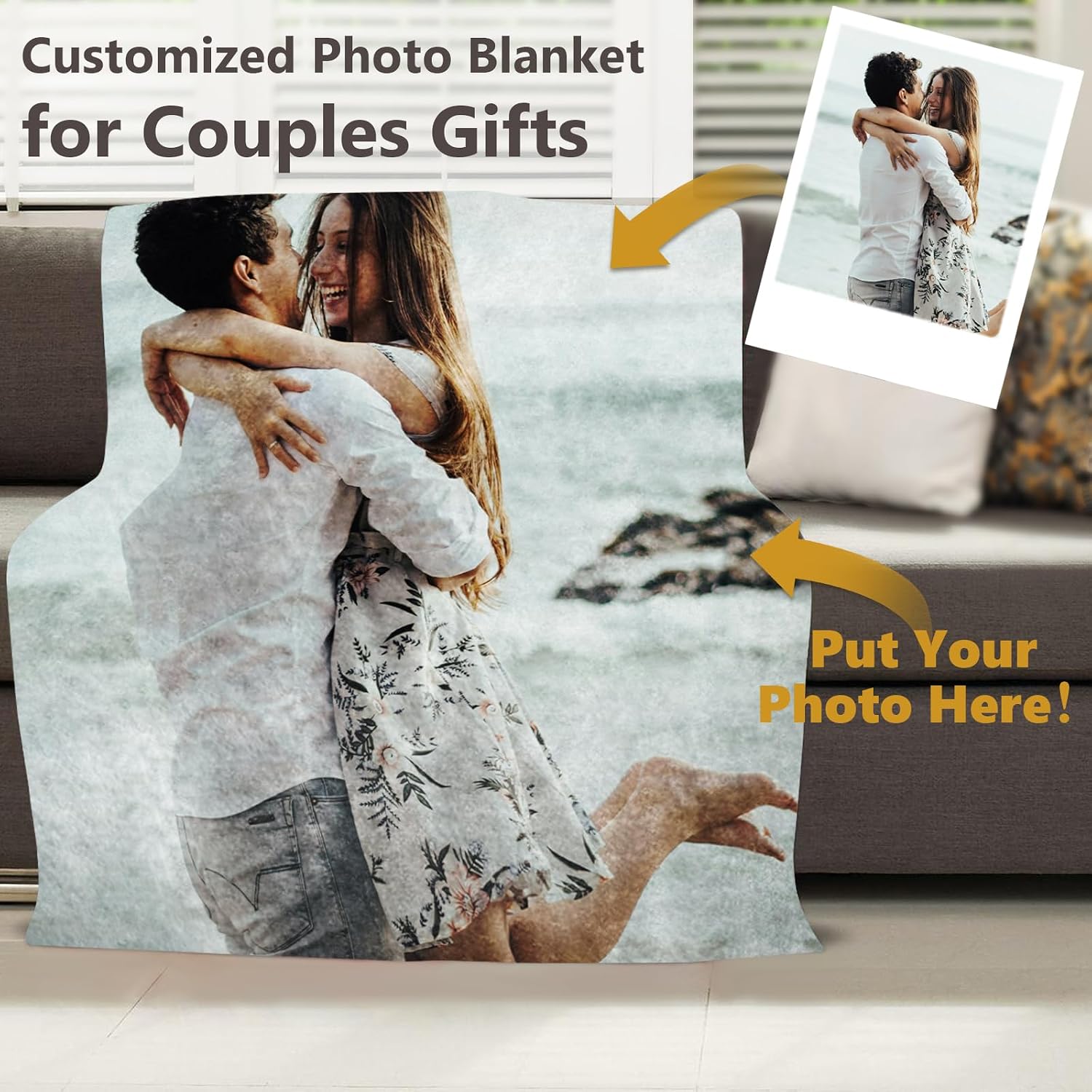 ICELIETE Custom Blanket with Picture Customized Fleece Photo Blanket for Couples Gifts Personalized Blankets and Throws Christmas Valentines Day Gifts for Boyfriend Girlfriend - Image 3
