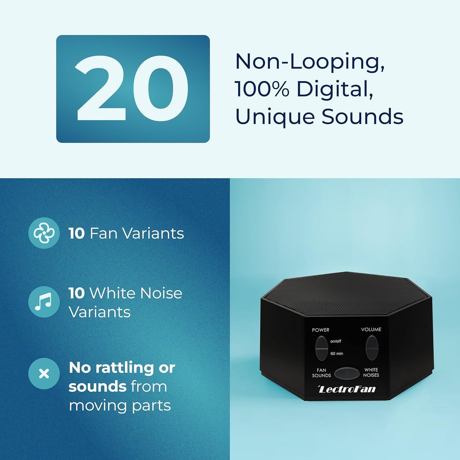 Adaptive Sound Technologies LectroFan Classic, Global Power, Black | Global Power Edition Soothing Sound Machine for Sleep with a Built-in Sleep Timer, Compact Design, Relaxation Support - Image 3