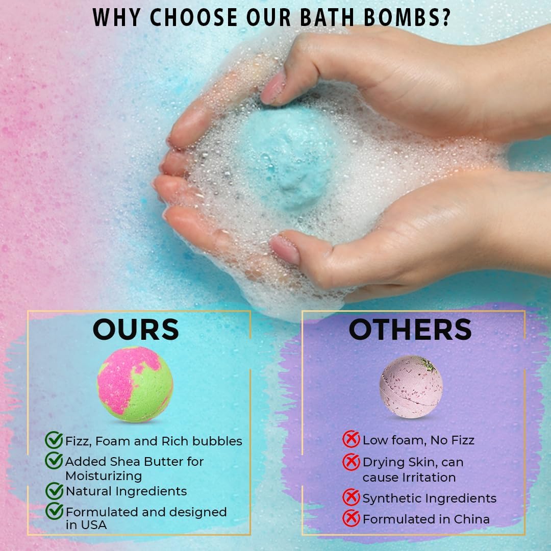Bath Bombs for Women Gift Set, 24 Natural & Organic Bath Bombs for Girls | BathBombs w/Essential Oils & Moisturizing Shea Butter, Spa Birthday Gift, Selfcare Gifts, Women, Teen Girls, Bridesmaid Gift - Image 5