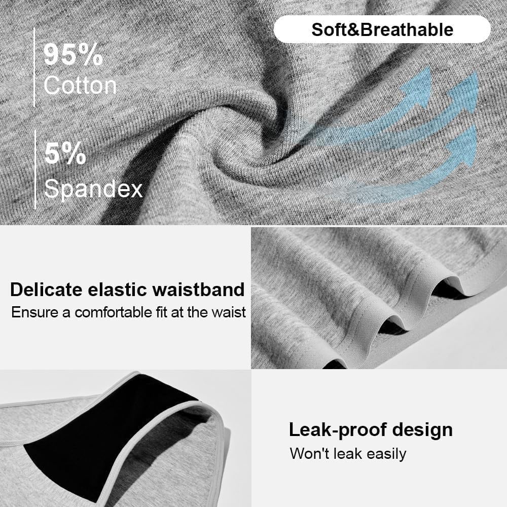 Battewa Bikini Leak Proof Underwear for Women Bladder Control Panties | 40ml absorbency, odor control, washable reusable bikini panties for postpartum, workout & daily light leakage(L,5LC) - Image 3