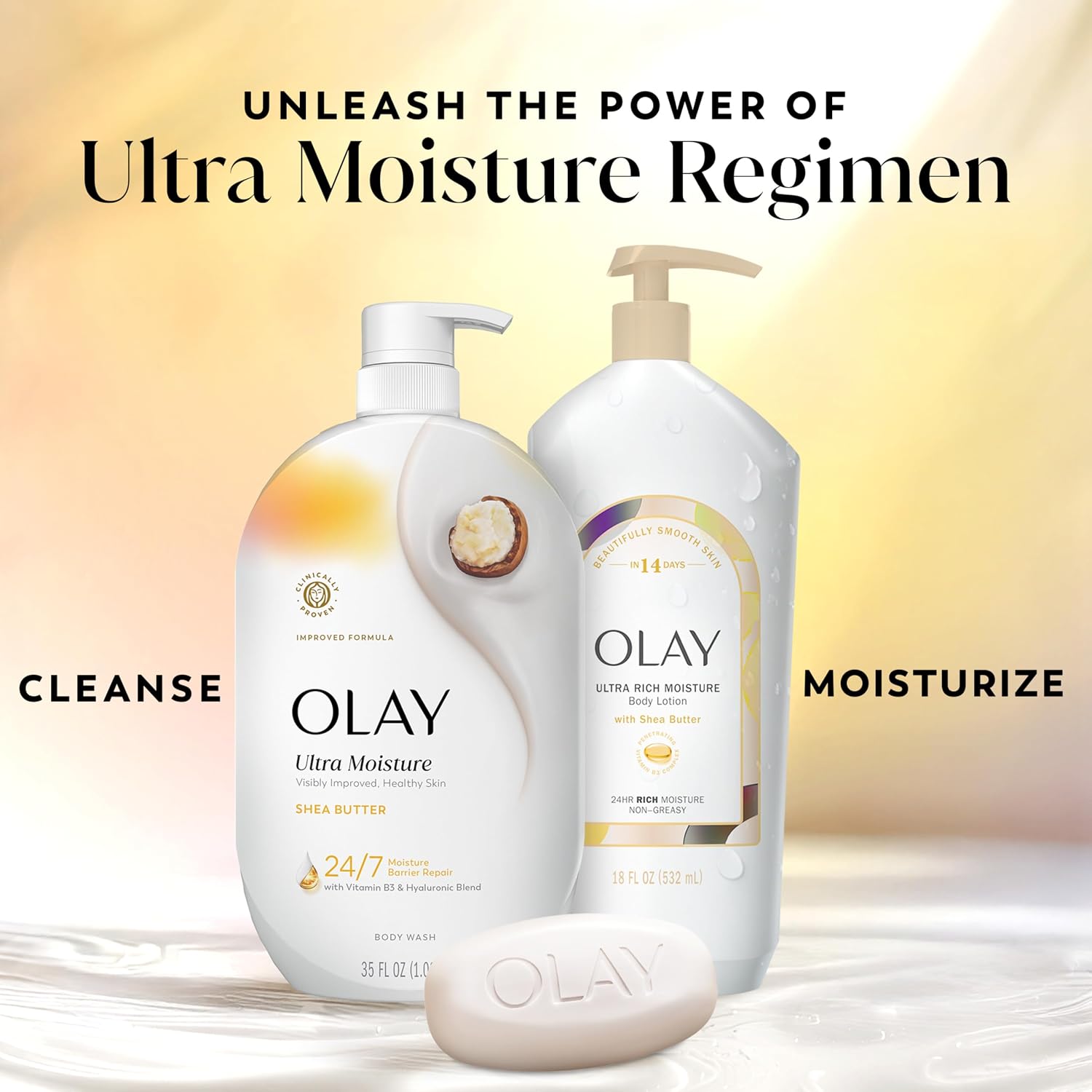 Olay Body Wash for Women, Ultra Moisture, 24/7 Moisture Barrier Repair, Hydrating Formula for Visibly Healthy Soft Skin, Vitamin B3 & Hyaluronic Blend, For All Skin Types, Shea Butter Scent, 35 fl oz - Image 10