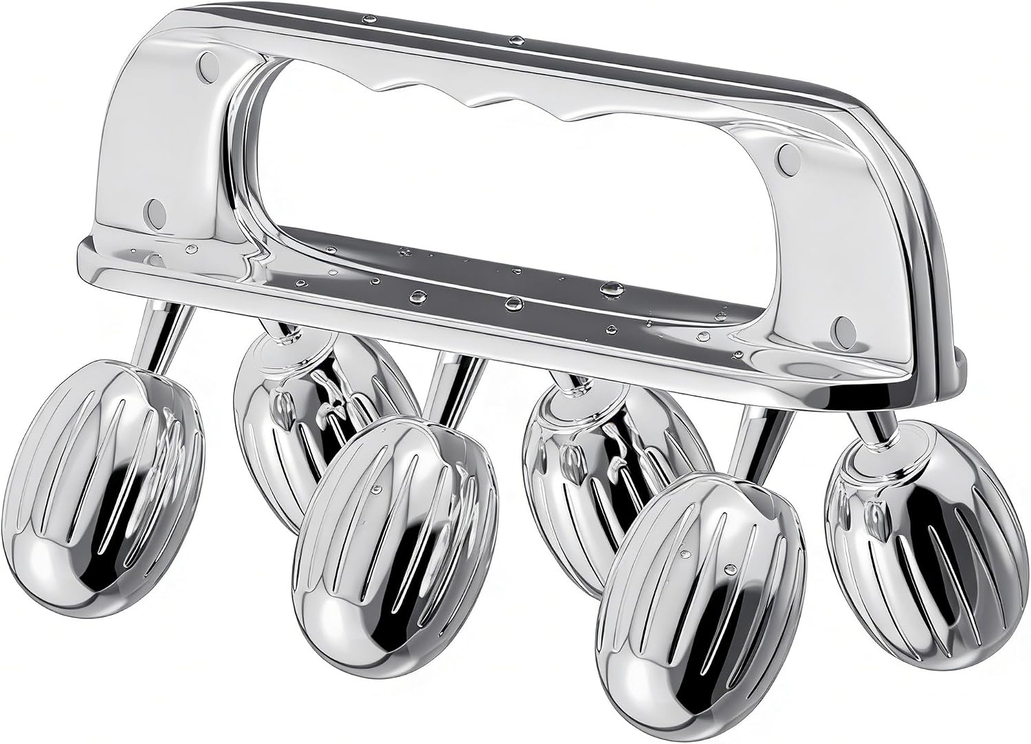 Yeamon Stainless Steel Handheld Muscle Roller, Deep Tissue Body Massager with 3 V-Shaped Roller Sets, Ergonomic Grip Manual Massage Tool for Arms, Legs & Back Relief, Post Workout Recovery