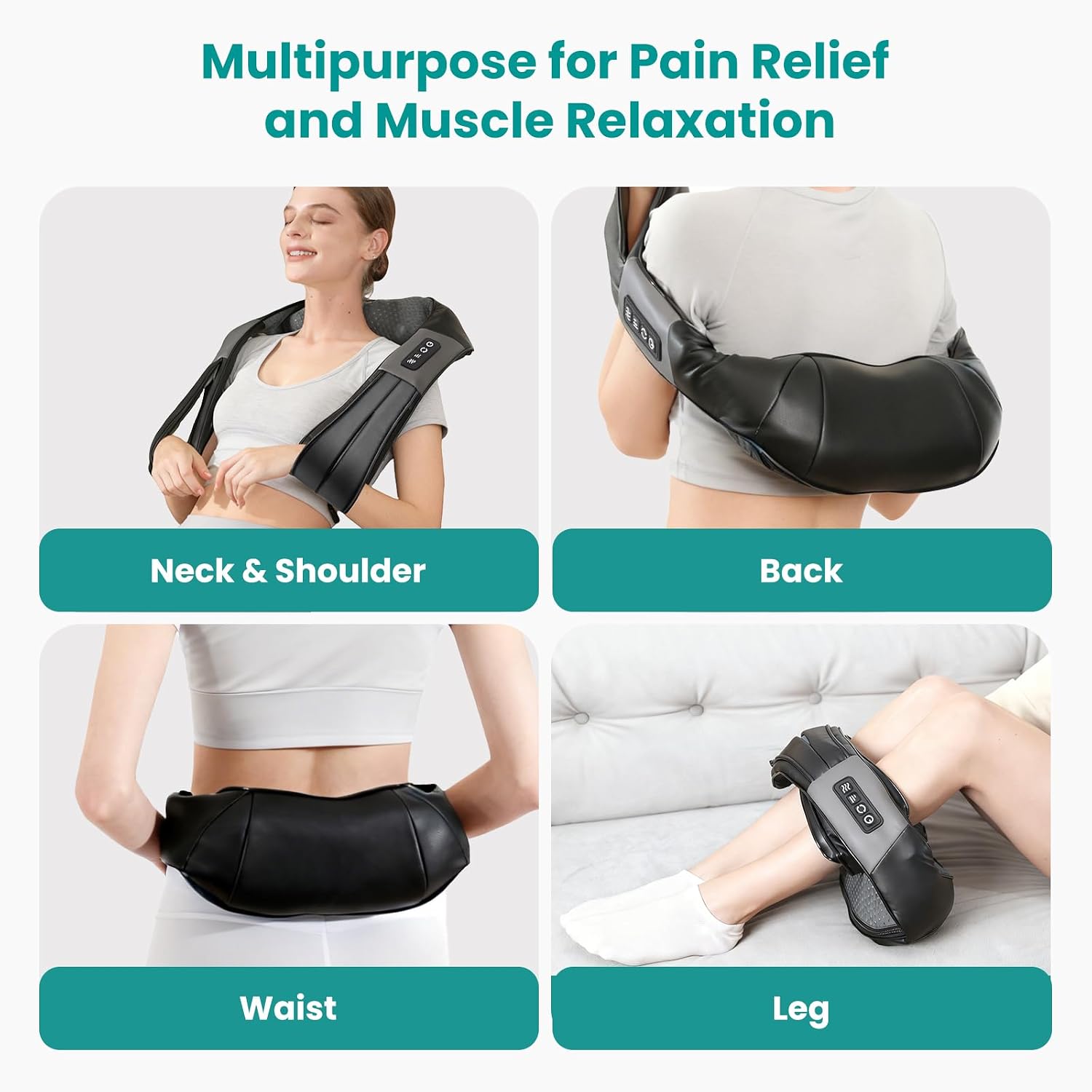 Nekteck Shiatsu Neck Massager with Heat for Pain Relief, NOT Cordless | 2026 Upgraded 3D Back Shoulder Kneading Massage Pillow, 3 Intensity Speeds Deep Tissue, Relaxation Gifts for Men Women, Black - Image 5