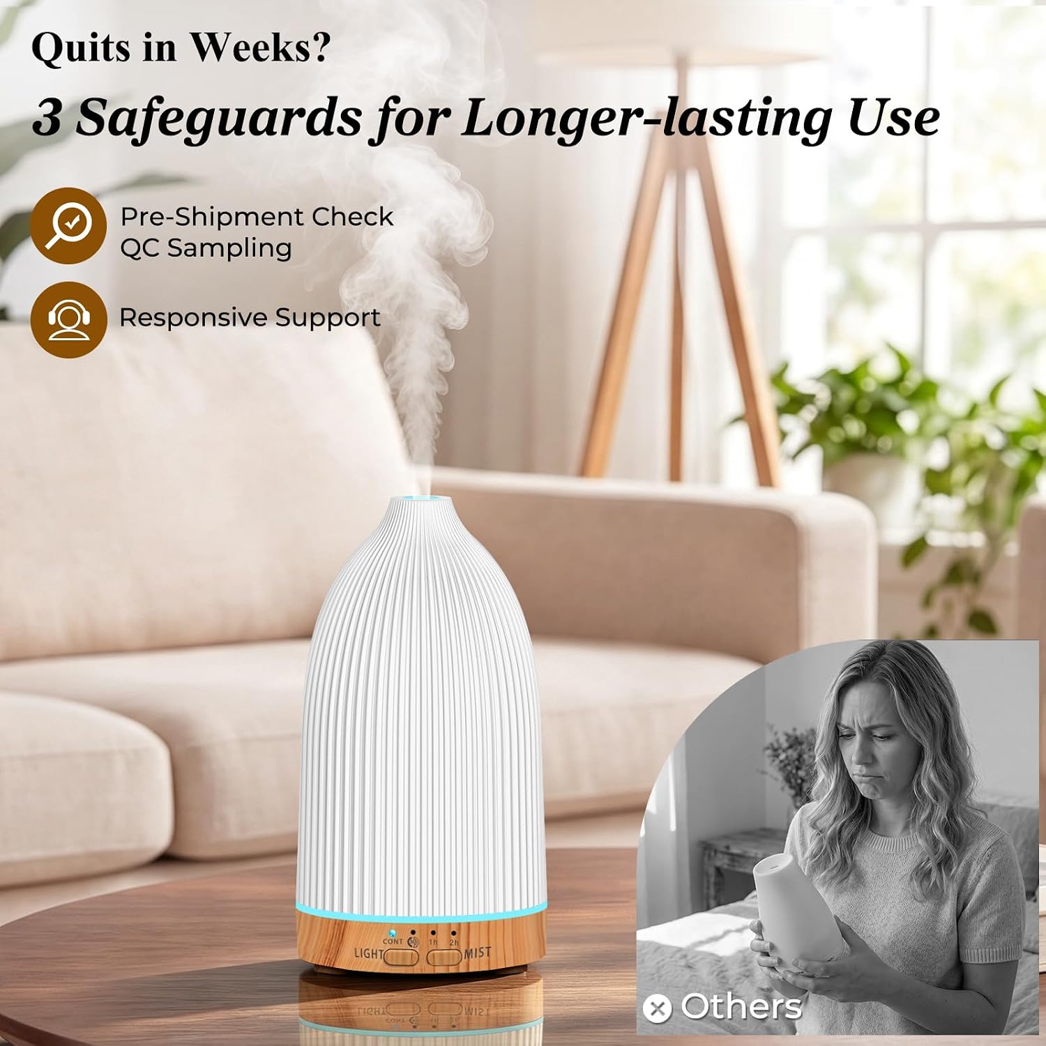 URPOWER 150mL Essential Oil Diffusers for Home Aromatherapy Diffuser | With 7 Color Changing Lights, Timer & Auto Shut-Off Scent Diffuser for Bedroom, Office, Yoga and Everyday Home Use - Image 6