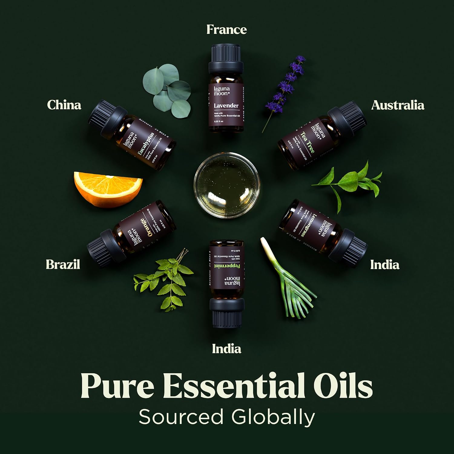 Lagunamoon Essential Oils Aromatherapy Set - 6 Oils for Diffusers, Home Care, Candle Making Scents, Fragrance, Humidifiers, Gifts - Peppermint, Tea Tree, Lavender, Eucalyptus, Orange (10mL) - Image 3