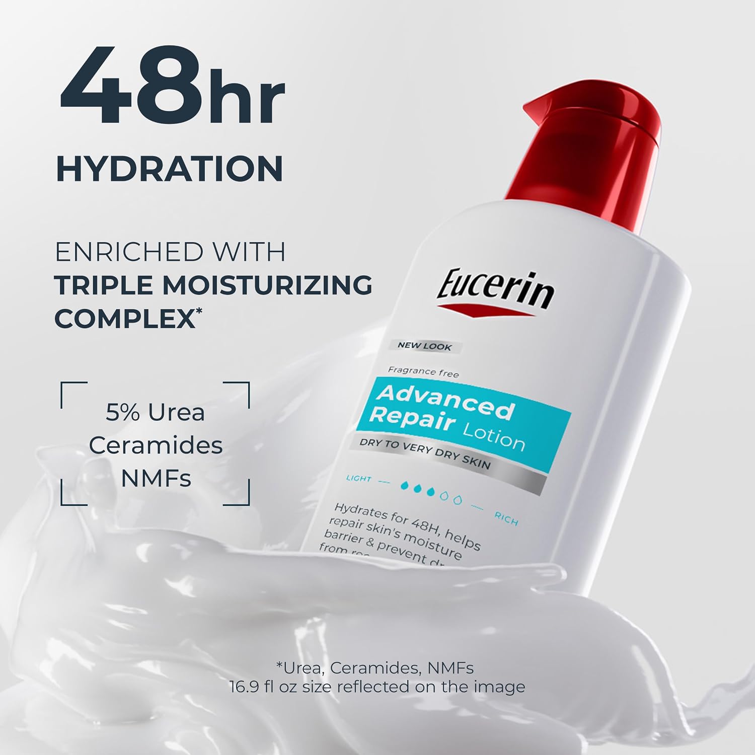 Eucerin Advanced Repair Lotion, Urea Enriched, 16.9 FL OZ - Image 3