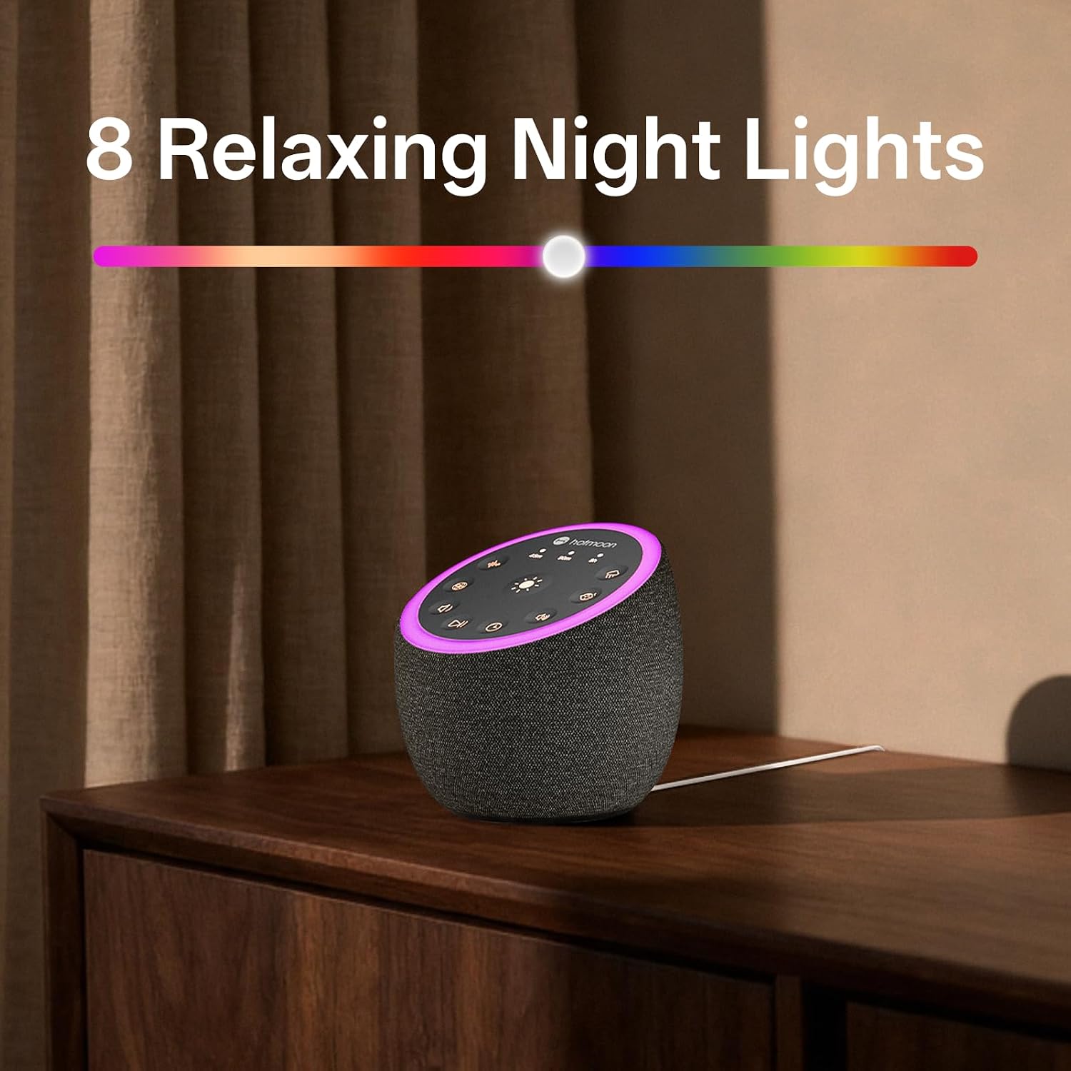 Hotmoon Sound Machine for Sleep, Cocoon 2, 40 Sounds, Dual-Speaker, Plug in | White Green Pink Brown Noise Machine for Sleeping Adults Office Privacy Baby Dogs, 4 Timers, 8 Night Light, Rain Noise Maker - Image 8