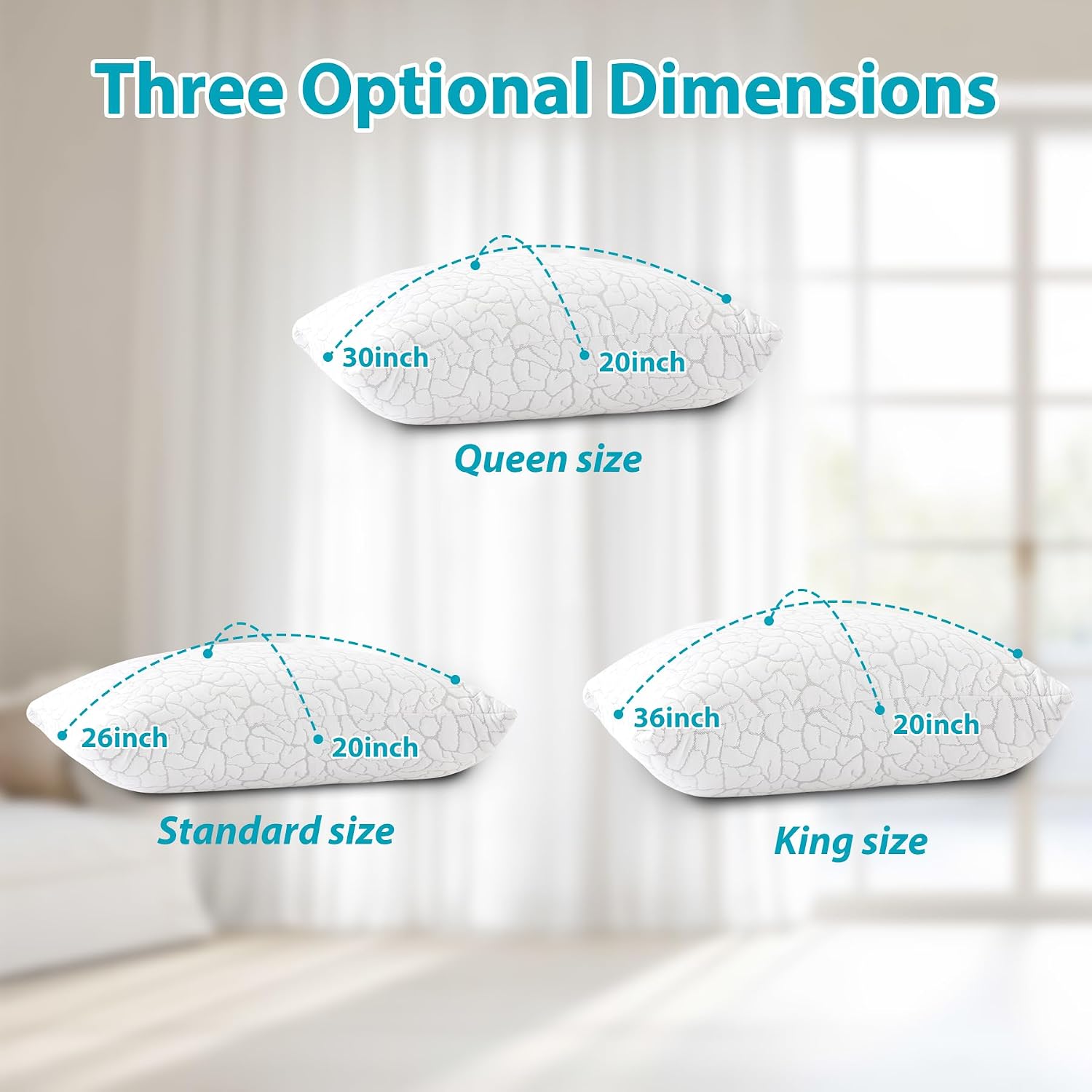 Cooling Pillows Queen Size Set of 2, Memory Foam Firm Bed Pillows | Adjustable, For Hot Sleeper, Side Back Stomach Sleeping, Cold Pillow, Neck and Shoulder Pain Relief, Removable Washable Cover - Image 7