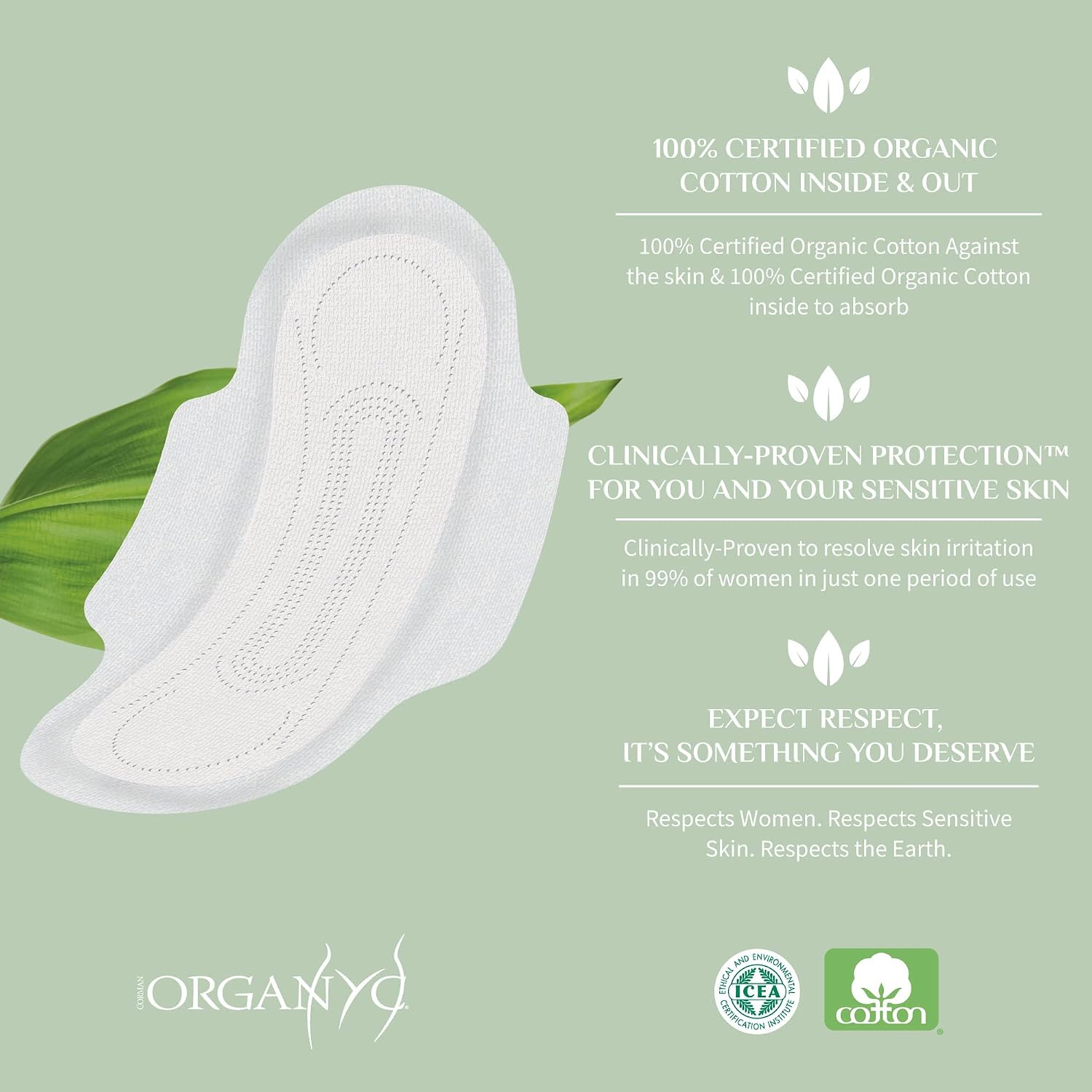Organyc - 100% Certified Organic Cotton Feminine Pads - Heavy Flow, 10 Count (Pack of 1) (B003ART1JG) - Image 3