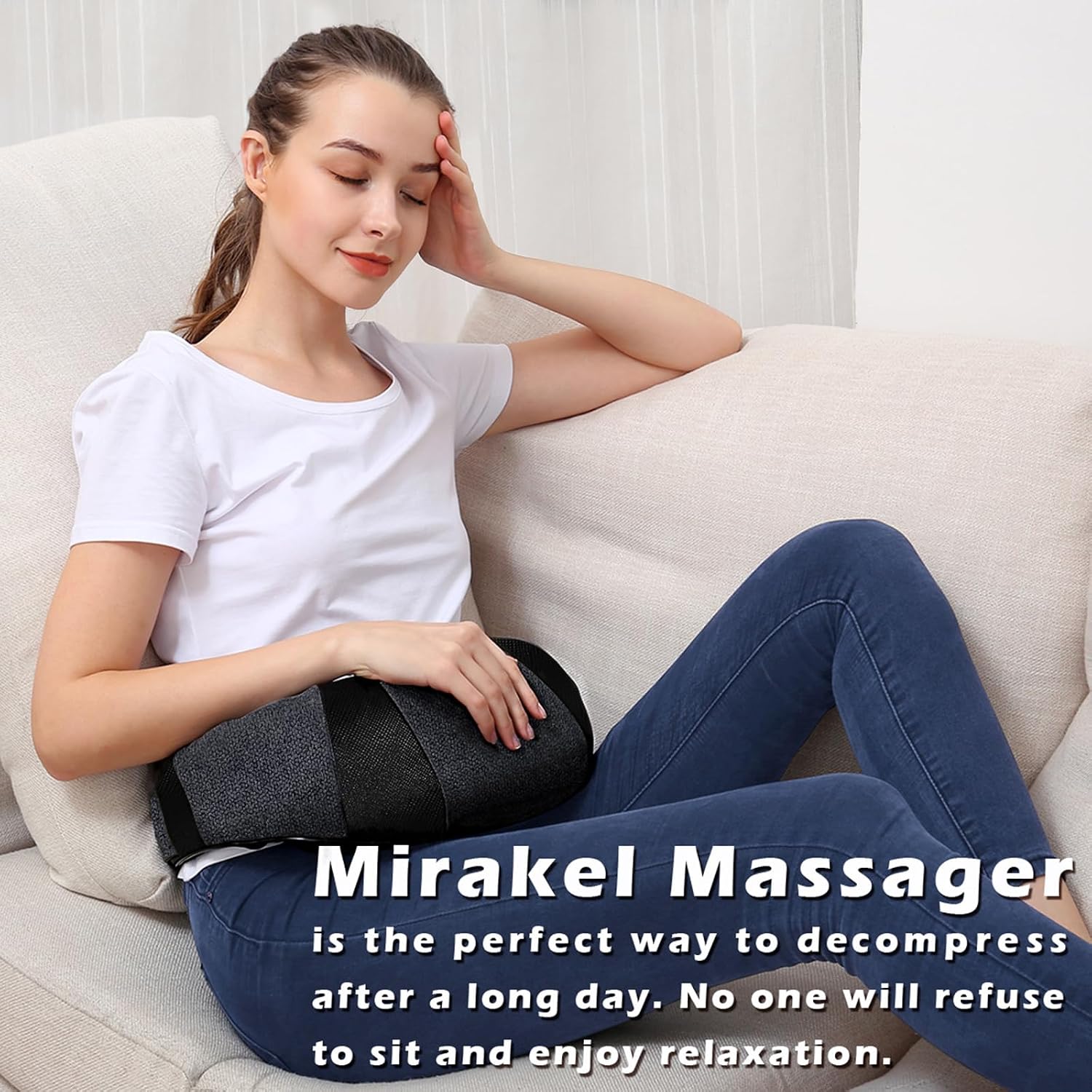 Mirakel Heat Neck Massager for Pain Relief Deep Tissue - Gift for Women Men | Ergonomic 3D kneading nodes, corded design, auto shutoff, Christmas ideal gifts for relaxing use at home, office, or travel - Image 3
