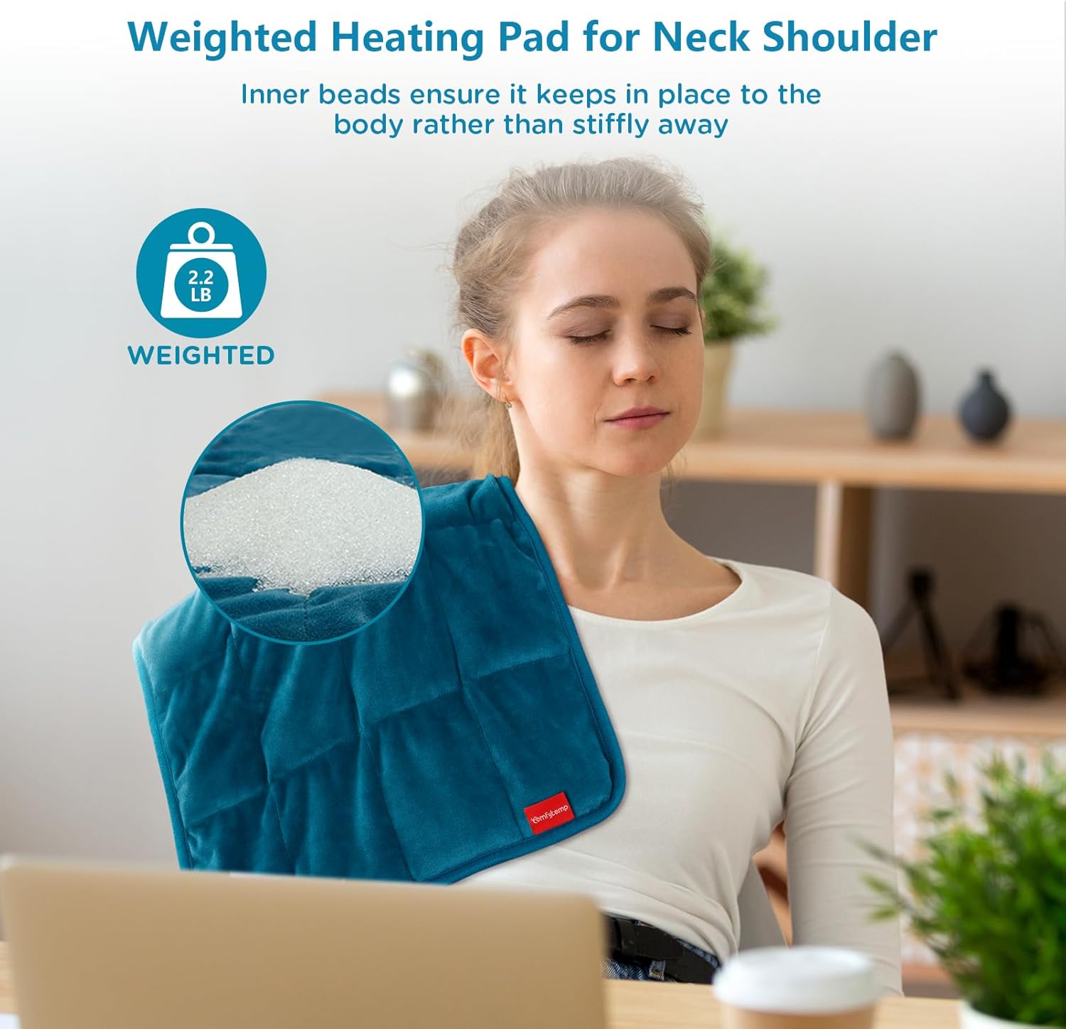Comfytemp Weighted Heating Pad for Back & Period, FSA Eligible HSA, 12 x 24 | 2.2 lb, Electric Heating Pad for Neck Shoulders, Birthday Gifts for Women Men Mom Dad, HSA Approved, 2H Auto-Off, Washable - Image 4