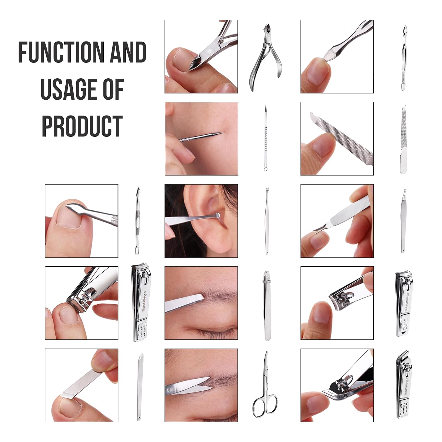 Manicure Set, Nail Professional Kit Manicure Kits Nail Clipper Sets, 13PCS Stainless Steel Pedicure Sets Mens Grooming Tool, with Brown Leather Travel Case for Men - Image 8