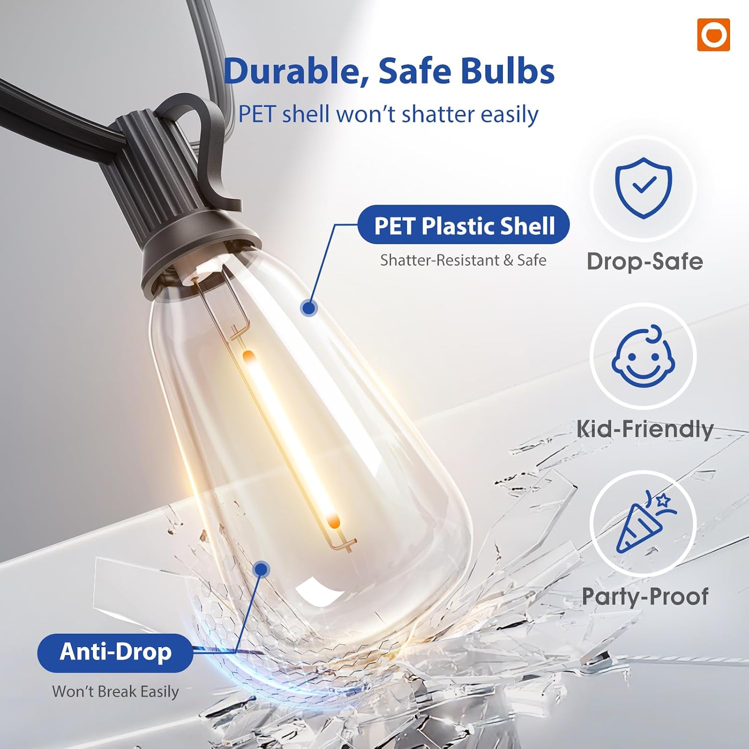 addlon 100FT Outdoor String Lights ST38 LED with Remote Waterproof Dimmable | Shatterproof Replaceable Bulbs, Connectable Hanging Strand for Porch Backyard Patio Garden Deck Outside, Timer,3 Modes - Image 4