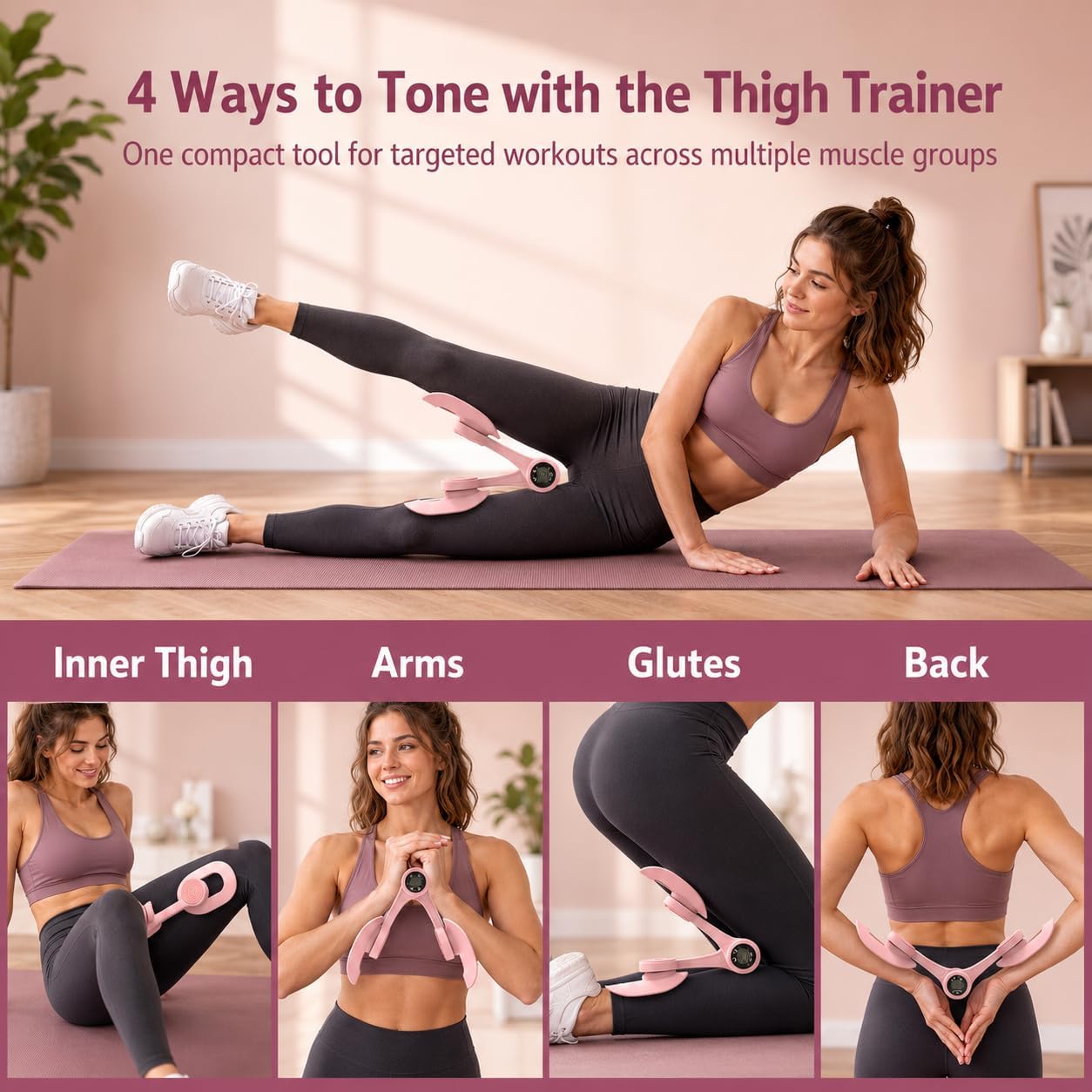 Pelvic Floor Trainer, Thigh & Hip Muscle Trainer for Women | 360° Rotatable Portable Inner Thigh Exerciser for Hip Leg Arm, Screen Display & TPE Non-Slip Enlarged Fitting Surface - Image 2
