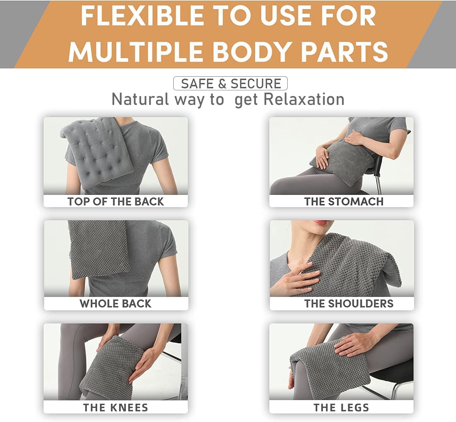 Wide Microwave Heating Pad with Washable Cover 9.5 x 16in Microwavable | Hot Pad for Neck Shoulder, Cramps, Back Cordless Warm Compress Weighted Moist Heat Pack for Relaxation, Unscented - Image 4