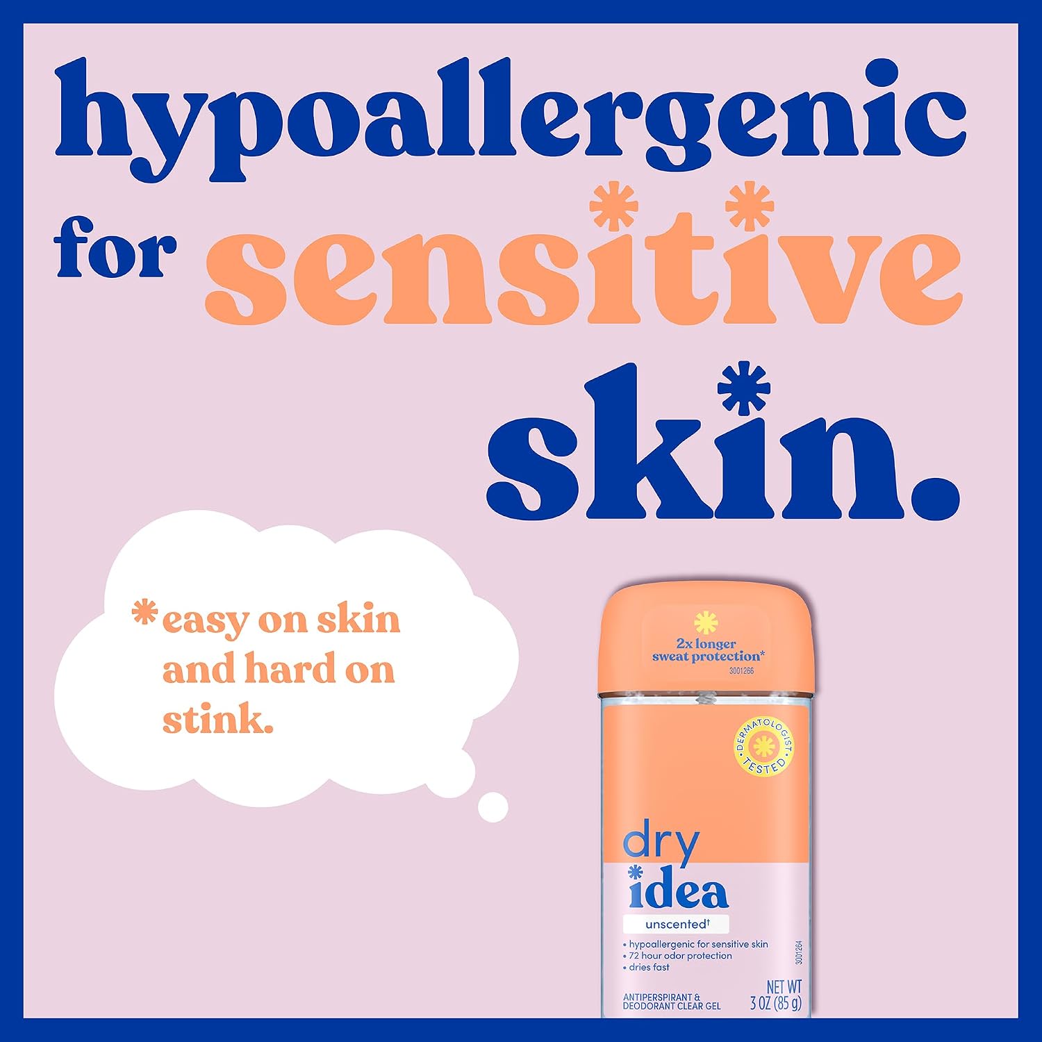 Dry Idea Gel Deodorant & Antiperspirant for Women - Hypoallergenic for Sensitive Skin, 2X Longer Sweat Protection*, 72Hr Odor Protection, Unscented, Womens Deodorant, 3 oz (Pack of 6) - Image 3