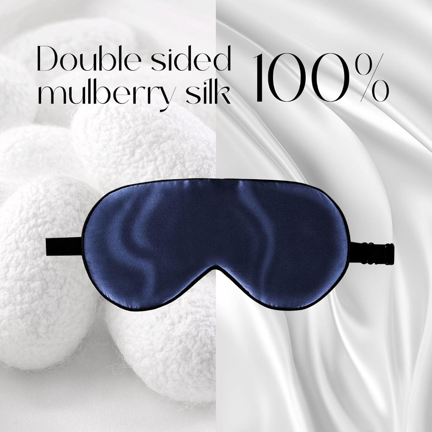ZIMASILK Adjustable 100% Mulberry Silk Sleep Mask | Super-Smooth Soft Natural Silk Eye Mask for Sleep, Travel, Multiple Color Options ( Navy Blue ) - Image 3