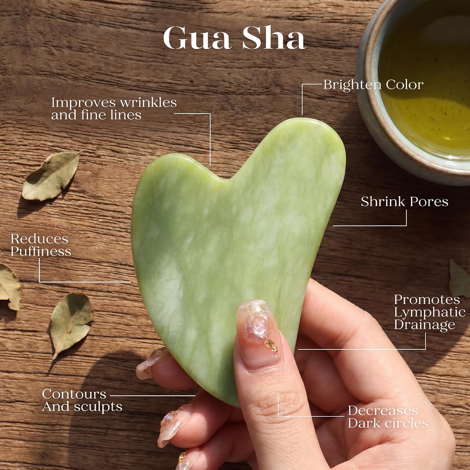 BAIMEI IcyMe Jade Face Roller & Gua Sha Set,Self Care Gifts for Women | Facial Beauty Skin Care Tools for Home Spa & Travel Use, Cooling and Smoothing, Reduce Puffiness & Jawline Definition - Green - Image 7