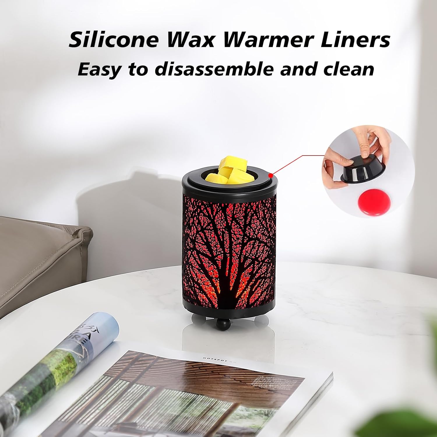 Leyoue Electric Wax Melt Warmer PTC Heating Plate with 7 Colors LED Changing Light Wax Warmer Fragrance Warmer for Home Office Gifts & Decor(Black Forest) | Fragrance Warmer Lamp, Electric Wax Heater for Scented Wax Cubes, Home Decor & Gift Choice - Image 6