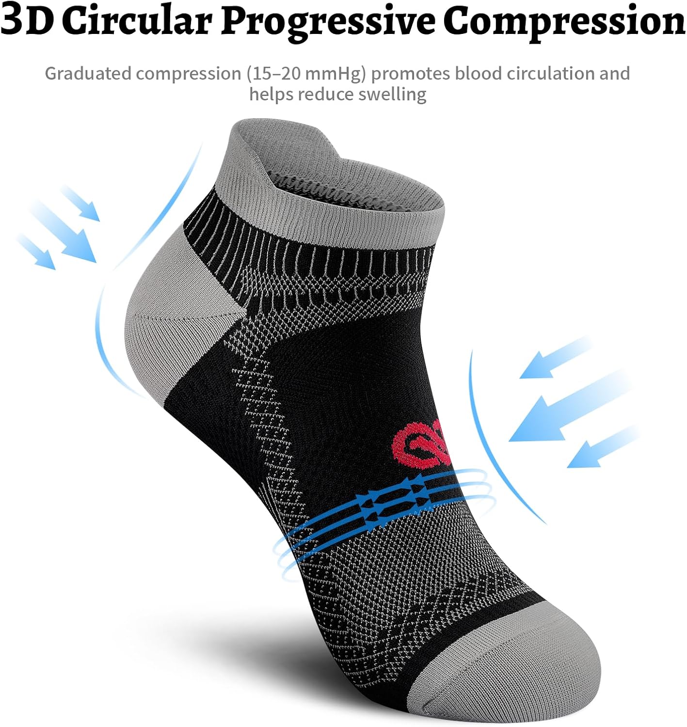 Compression Socks for Men Women Ankle Running Socks for Plantar Fasciitis | Low Cut Athletic Ankle Socks with Ankle & Arch Support for Running, Cycling, Golf, Work, Plantar Fasciitis Relief - Image 4
