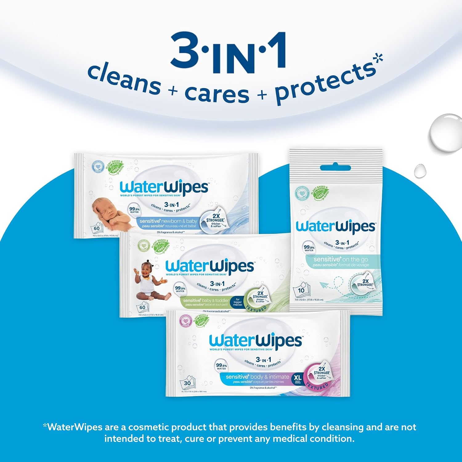 WaterWipes Sensitive Whole Body Cleansing Wipes, 99.9% Purified Water, XL Textured Wipes, Incontinence Care, Fragrance Free, 90 Count - Image 9