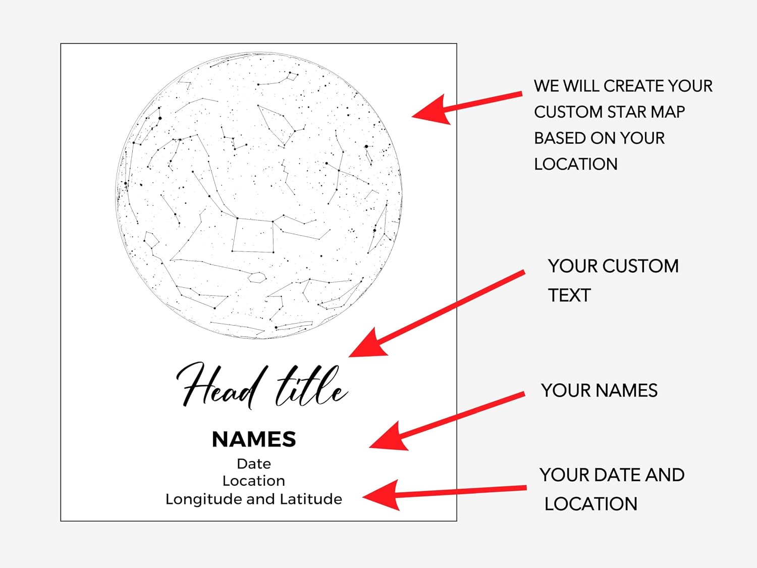 Custom Star Map by Date - Personalized Constellation Map Night Light Wedding Date Night Anniversary Couple Gifts for Him Custom StarChart, Valentines Day - Image 3