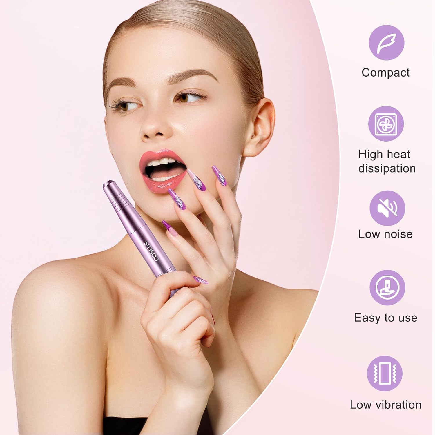 COSLUS C40 Electric Nail Drill Professional, Precise Dial Speed Control | Nail File Machine for Acrylic Gel Dip Powder Removal, Compact Manicure Tools, Beginner-friendly Polishing Set, Home - Image 6