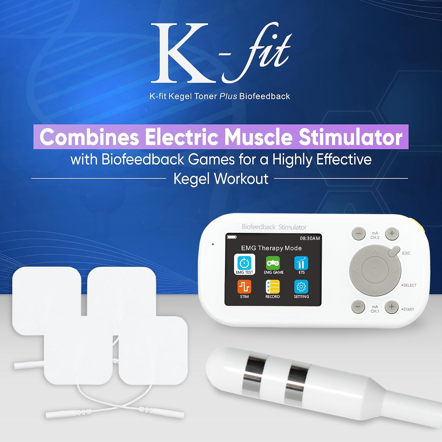 Kegel Toner Plus Biofeedback - Pelvic Floor Exercise Device for Toning and Strengthening, Incontinence - 22 Preset Stim Programs, 6 Biofeedback Games, Full Color LCD Screen, Rechargeable - Image 2