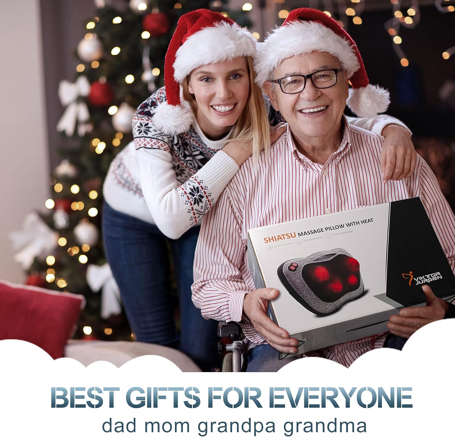 VIKTOR JURGEN Shiatsu Back Massager with Heat, Deep Tissue for Pain Relief | Electric 3D Kneading Massage Pillow for Neck, Shoulder, Back, Christmas for Men Women Dad Wife Mom Gifts (NOT Cordless) - Image 7