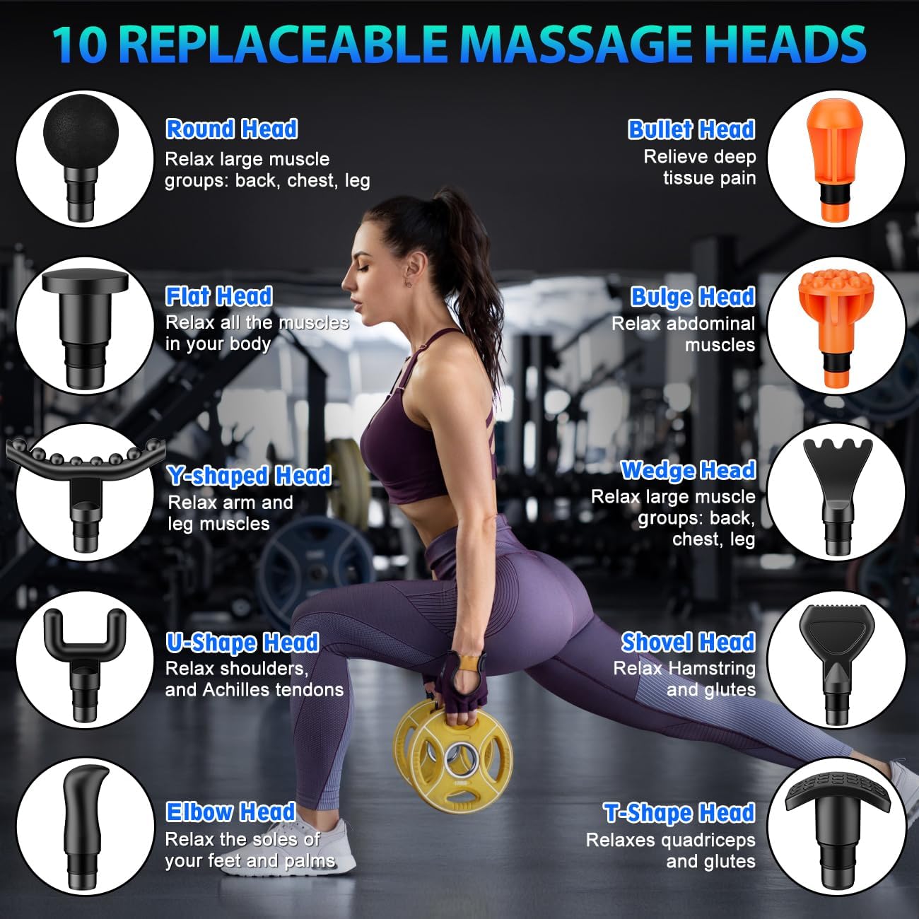 TOLOCO Massage Gun, Deep Tissue Back Massage for Athletes for Pain Relief, Percussion Massager with 10 Massages Heads & Silent Brushless Motor, Relaxation Gifts for Men Women, Black - Image 5