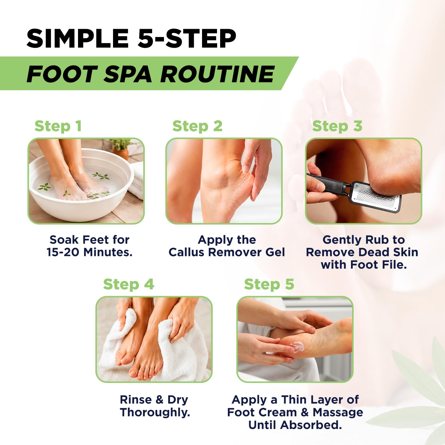 Tea Tree Callus Remover Gel & Foot Soak, Foot Cream for Dry Cracked Feet | Extra Strength Callus Remover Gel kit for Dry Cracked Heels, Foot Cream Hydrate Softens Calluses & Rough Skin - 4in1 - Image 6