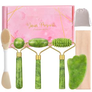6Pcs Jade Roller for Face,Gua Sha F...