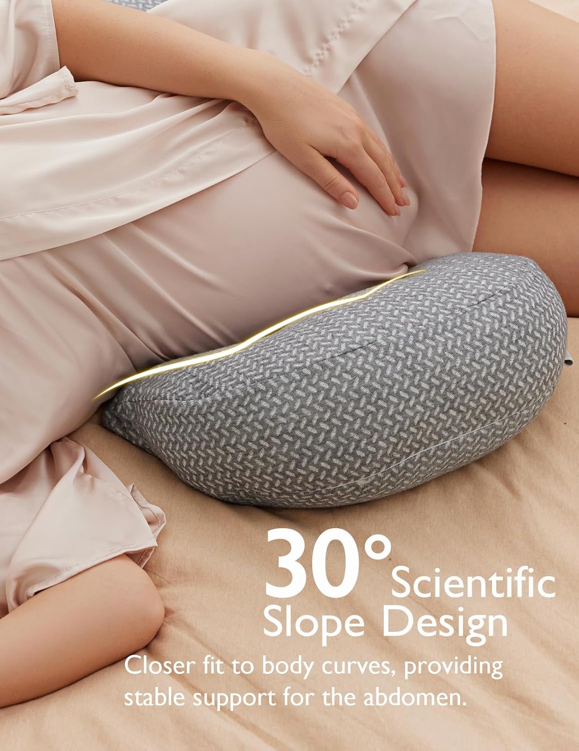 Momcozy Portable Pregnancy Pillow - Adjustable W Shaped Maternity Pillow | Wedge Pillow for Back, Belly and Hip Support for Pregnant Women, Space-saving Ideal for Traveling, Breathable Removable Cover - Image 4
