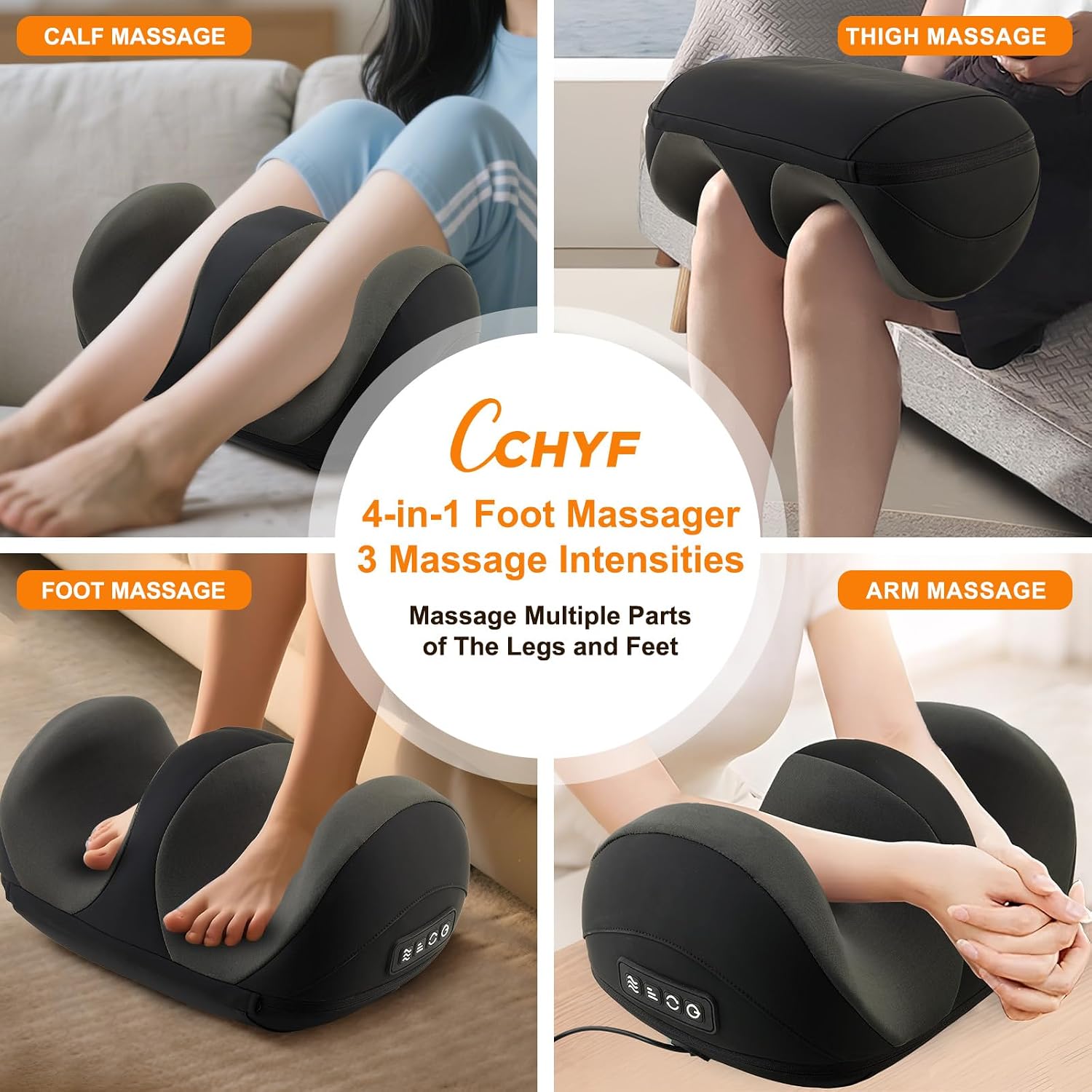 Shiatsu Foot Massager, Foot and Calf Massager with Heat, Black | 3 Intensity Levels, Heating, Auto Shut Off, for Feet, Calves, Arms and Ankles, for Plantar Fasciitis, Pain Relief - Image 6