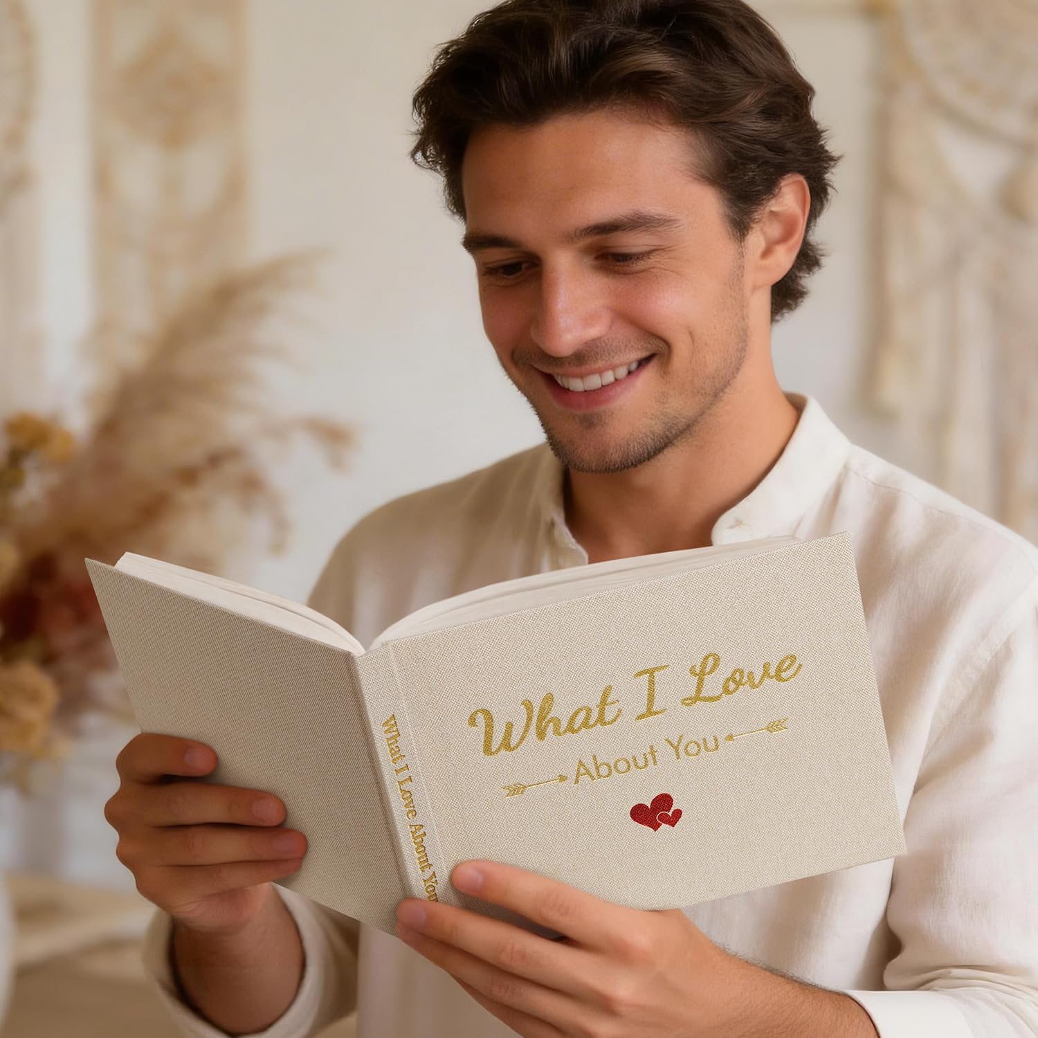 Artmag What I Love About You Fabric Journal for Couples Sentimental Gifts for Boyfriend, Husband, Birthday, Valentines Gifts (Beige) - Image 7