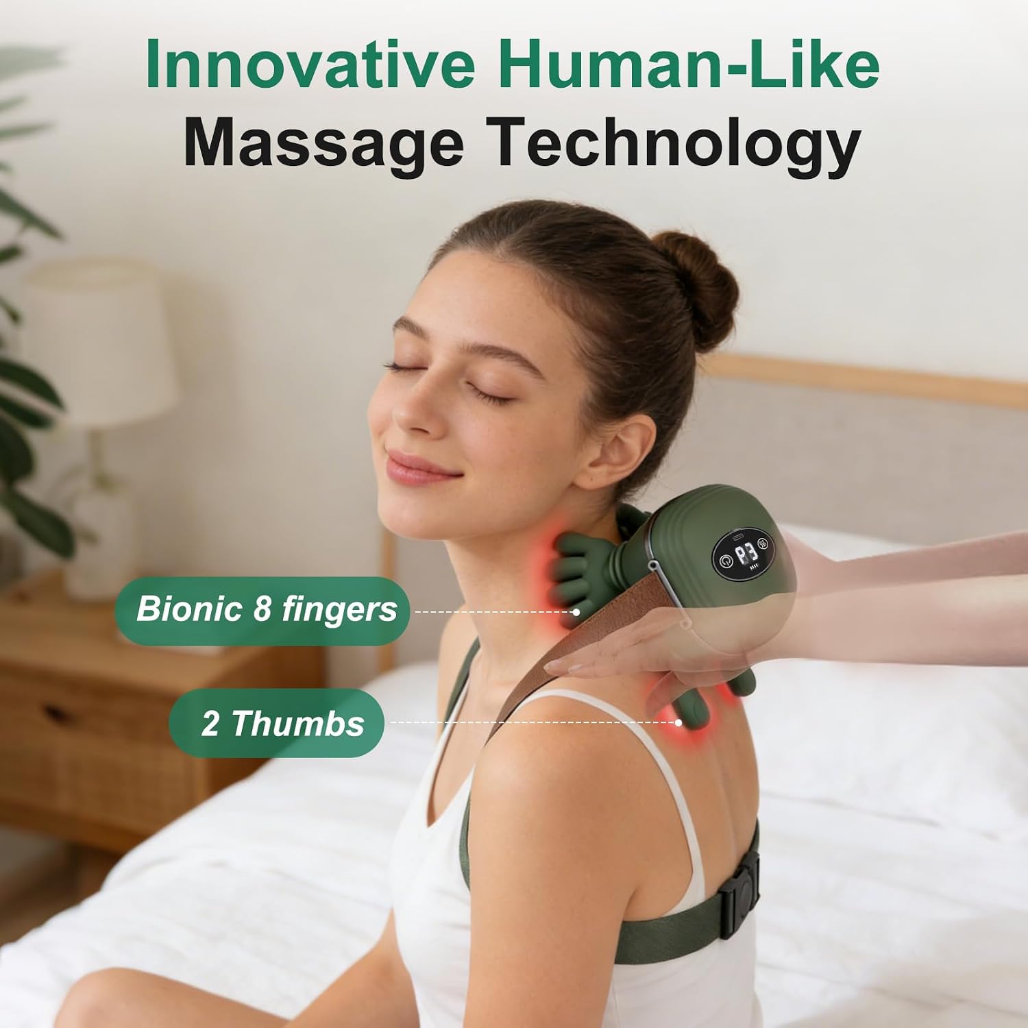 Human-Like Neck Massager with Heat for Pain Relief Deep Tissue, Cordless 4D Kneading Neck and Shoulder Massager with Bionic Fingers Massage and Screen, Ideal Gifts for Women Men - Image 3