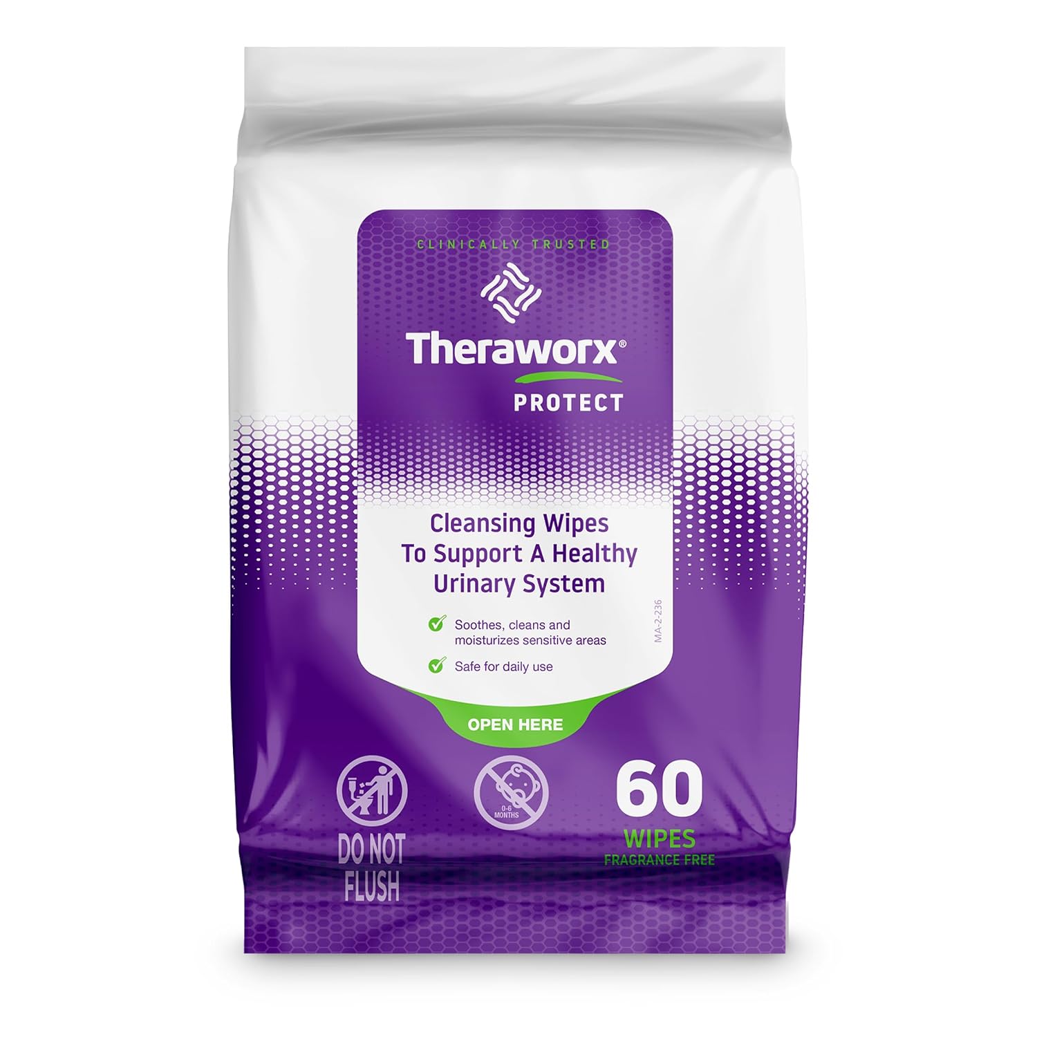 Theraworx Protect Cleansing Wipes - 60 Count (1 pack) | Clinically Trusted, daily cleansing to support a healthy urinary system. Soothes, cleans, and moisturizes sensitive areas.