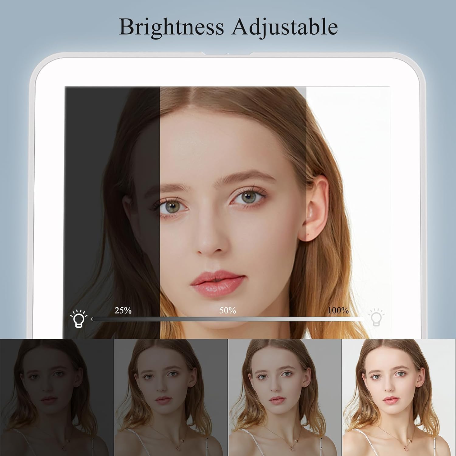 FUNTOUCH Rechargeable Travel Makeup Mirror with 72 Led Lights | Portable Lighted Beauty Mirror, 3 Color Lighting, Dimmable Touch Screen, Tabletop LED Folding Cosmetic Vanity Mirror - Image 4