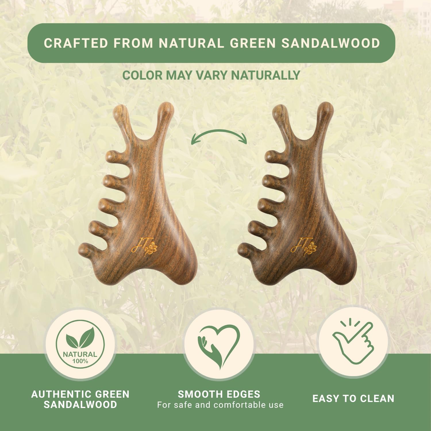 jade & timber Jade Roller & Green Sandalwood Gua Sha Set – Facial & Body Massage Tools for Lymphatic Drainage & Sculpting - Self Care Gift - Image 8
